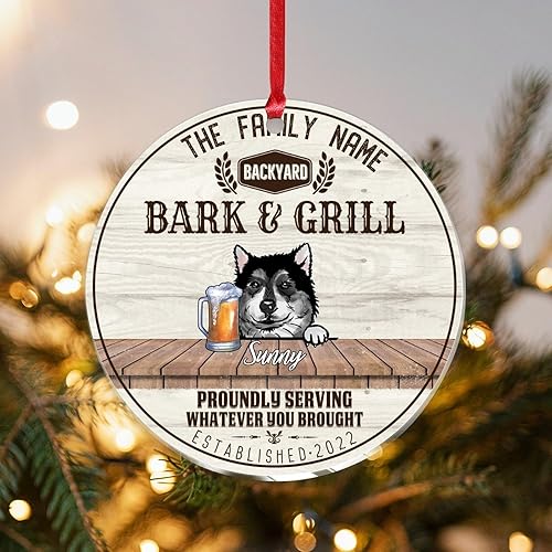Vista 97 de SILYHEART Presa Canario Christmas Acrylic Ornament Dogs Welcome Ceramic Christmas Keepsake Family Dog Name Funny Christmas Memorial Gifts for Mom