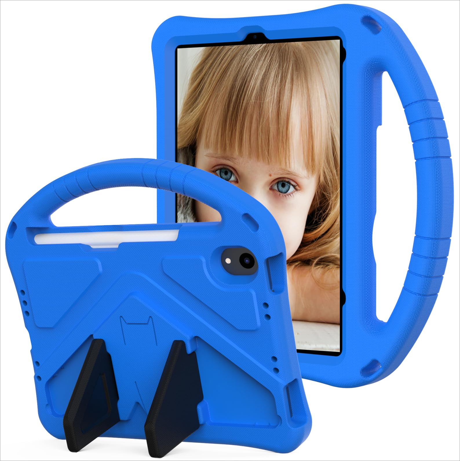 Fegishilly Kids Tablet Case for iPad Mini 7 A17 Pro, iPad Mini 7th/6th Generation (2024/2021) with Handle Kickstand Shockproof Military Grade Protective Cover For iPad Mini 7 (Blue)