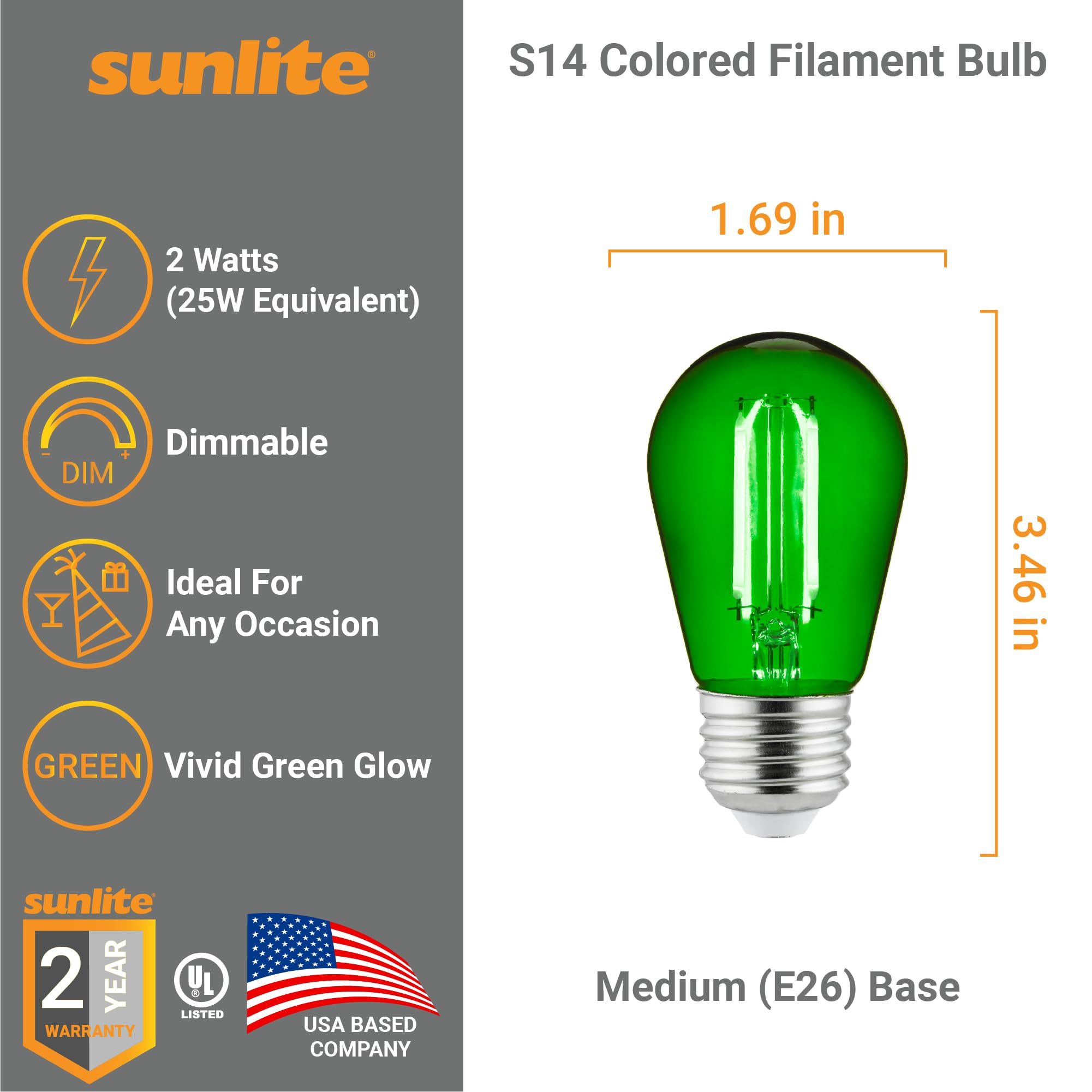 Sunlite - Bombilla LED de filamento