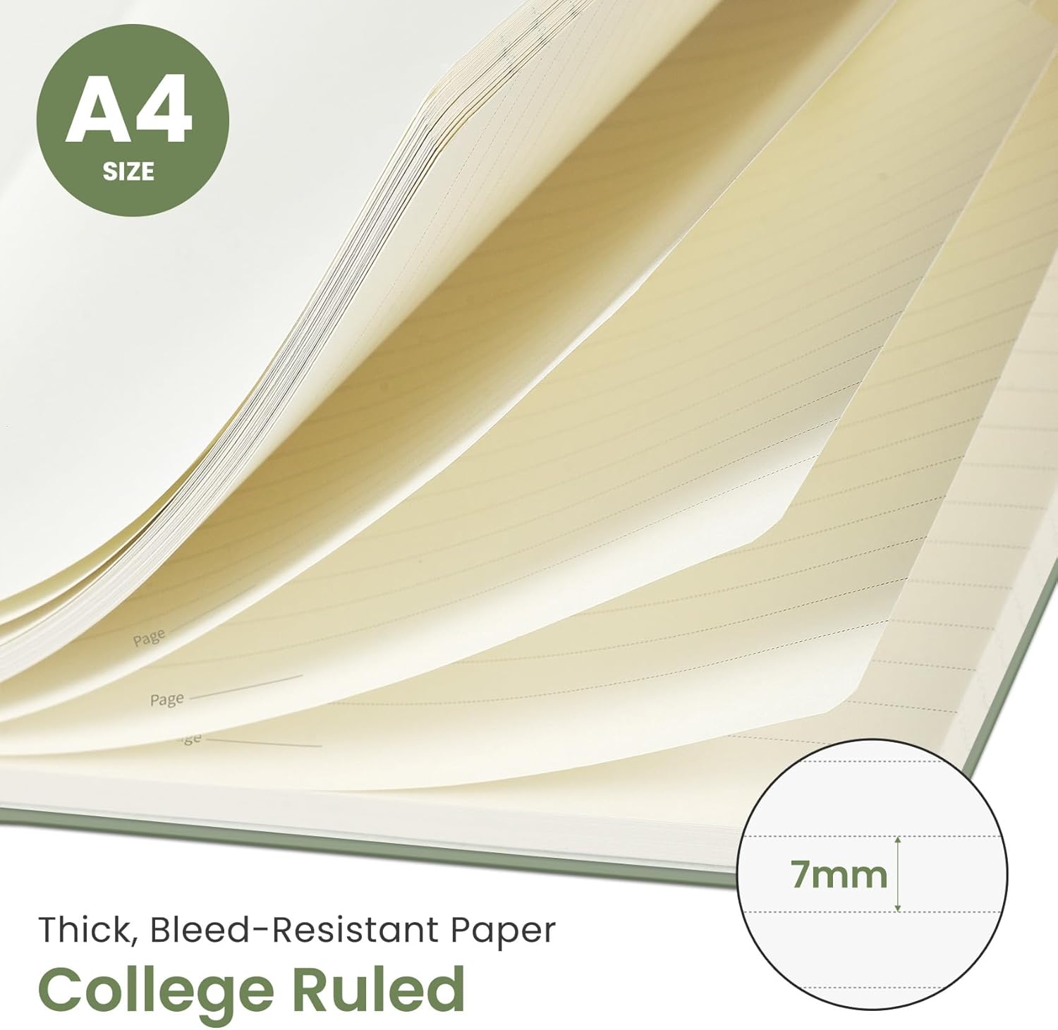 Taja Spiral Lined Notebook, 8.5"x11" Notebooks for Work, 6 Pack, Large A4 Journal for Women & Men, College Ruled Journaling Notebook for Writing, 6 Pcs, Plastic Cover Spiral Journal, Green