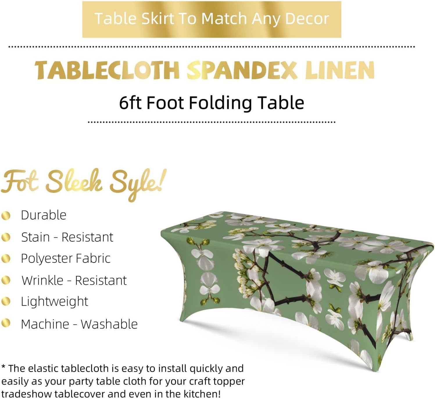 Dogwood Blossoms Print Table Cover Rectangular Tablecloth for 6-Foot Tables for Wedding Banquets Outdoor