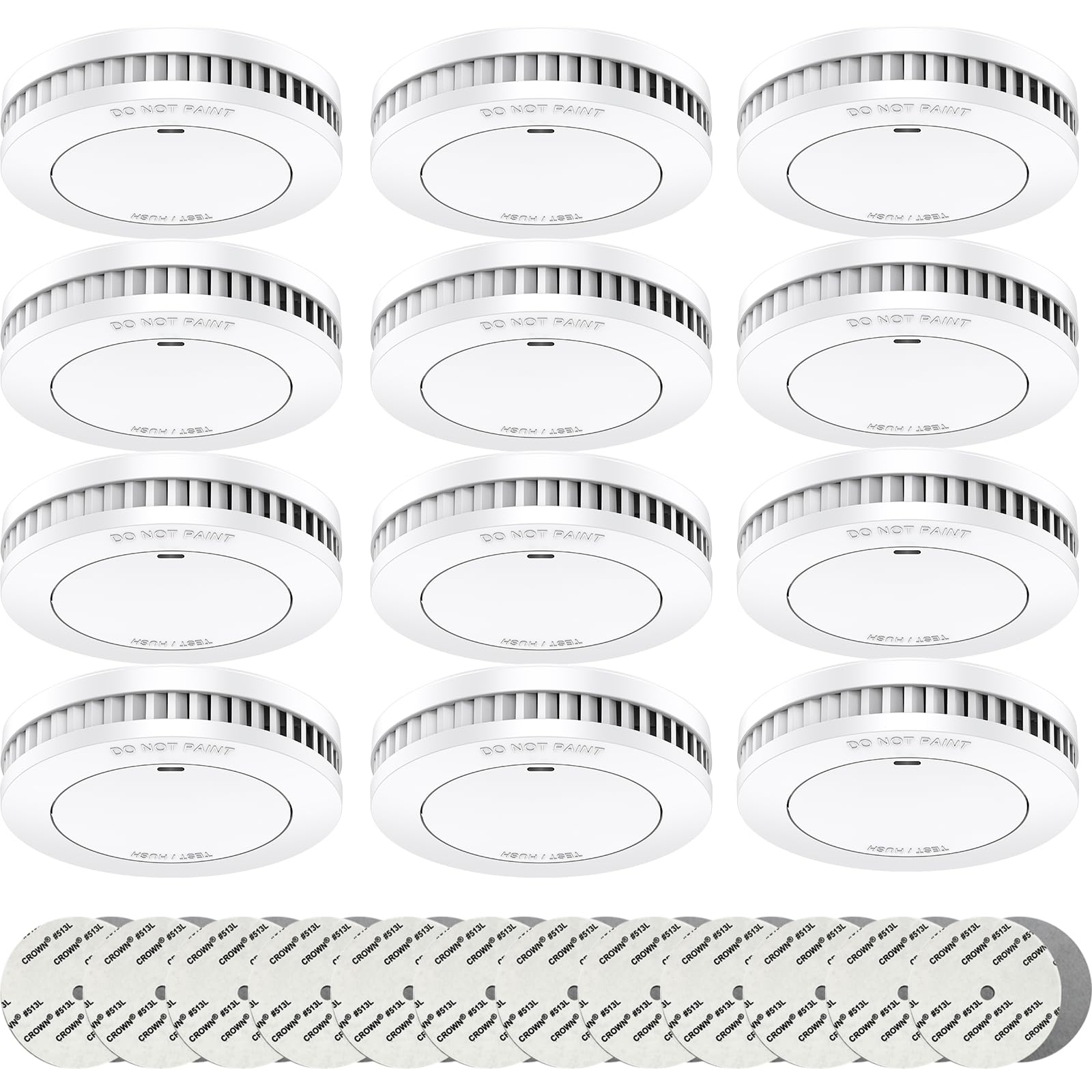 RUNIDUR 12er Set Mini Rauchmelder Set 10 Jahre Batterie, feuermelder ohne fehlalarme, brandmelder 10 Jahre Batterie ohne blinken, zum kleben, Weiß