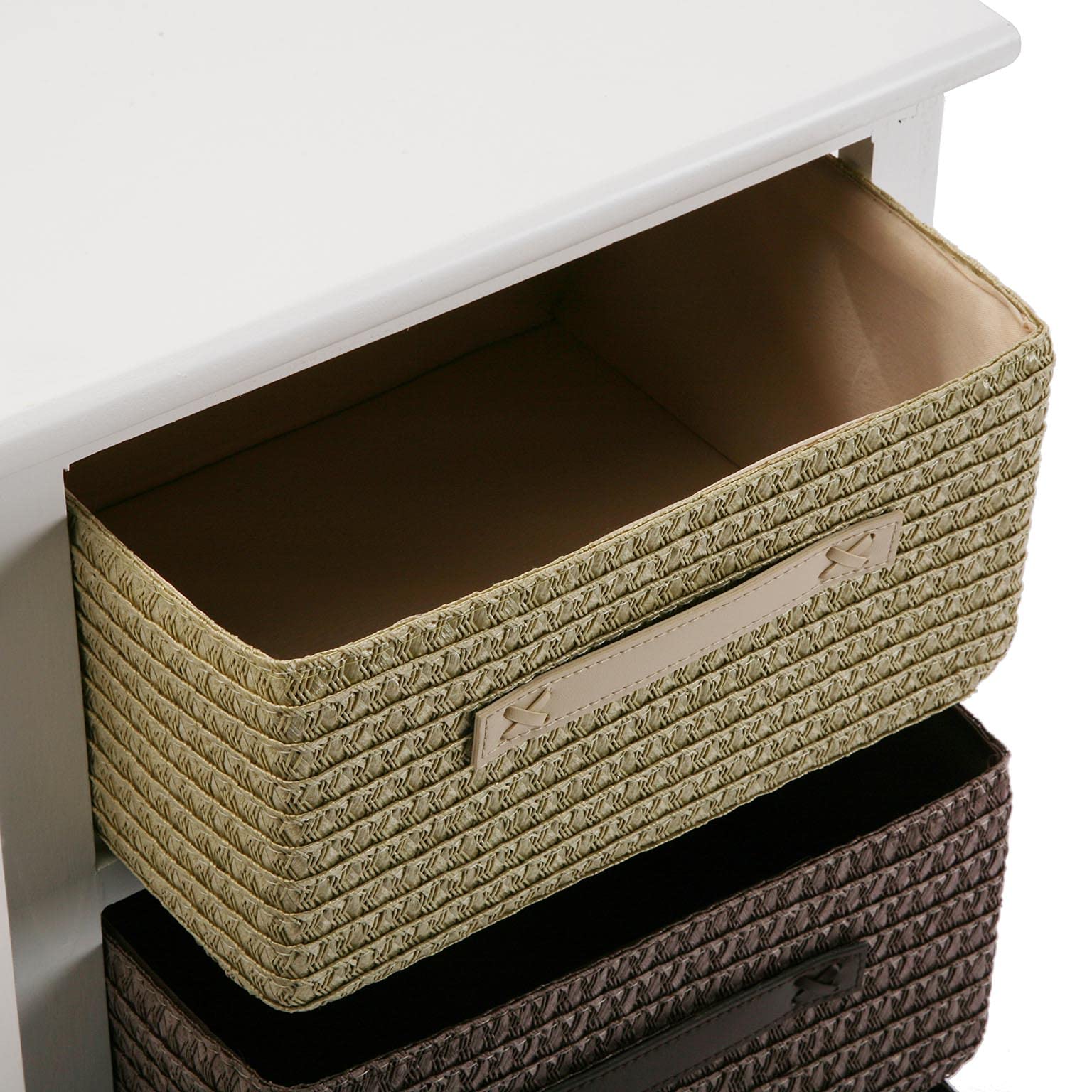 Versa Gavle Mueble para el Baño Auxiliar, Cajonera con 4 cajones para organizar, Almacenaje Moderno y Divertido, Medidas (Al x L x An) 73 x 28 x 37 cm, Madera y Poliéster, Color Marrón