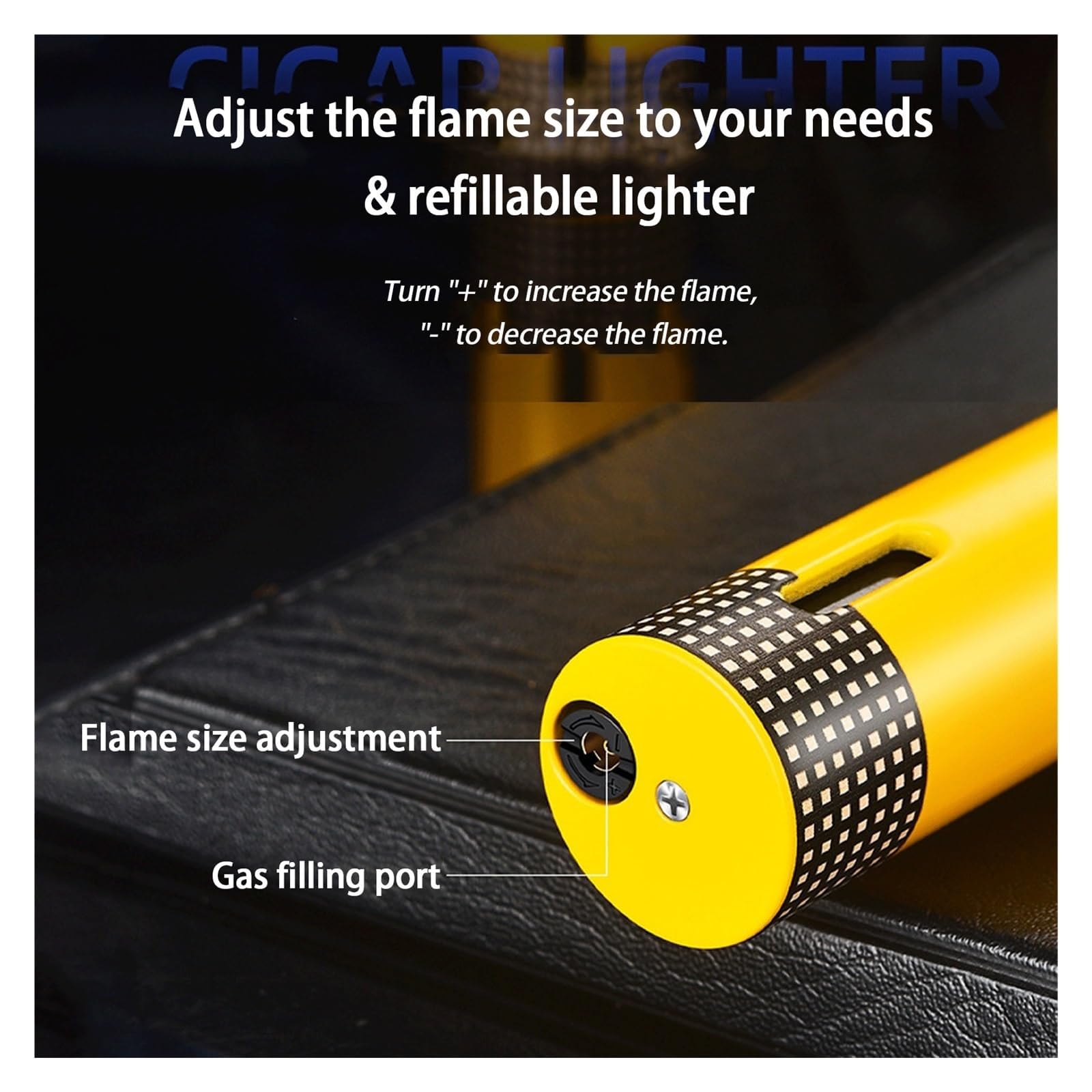 Encendedores portátiles de metal resistentes al viento, soplete de butano, llama recargable y ajustable, ideal para uso al aire libre y camping