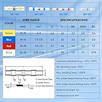 Vista 5 de TICONN 250 Piezas Conectores de Alambre con Sello de Soldadura, Conectores a Tope Termorretráctiles, Terminales de Cable Eléctrico Impermeables