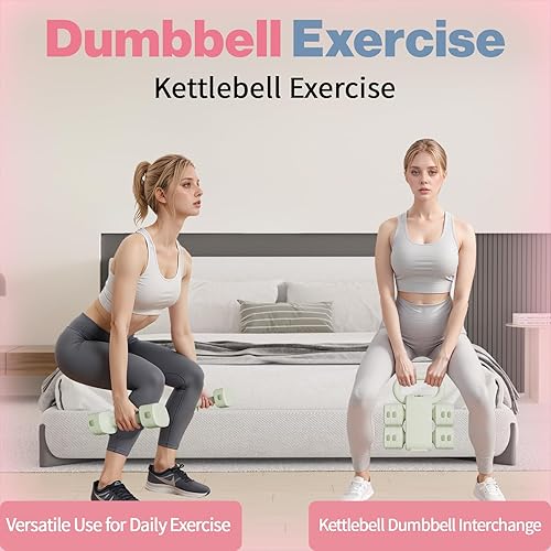 Miniatura 3 de Juego de pesas rusas ajustables, juegos de pesas rusas 4 en 1 (5.5 libras, 7.7 libras, 9.9 libras, 12.1 libras) para mujeres, juego de 2 mancuernas