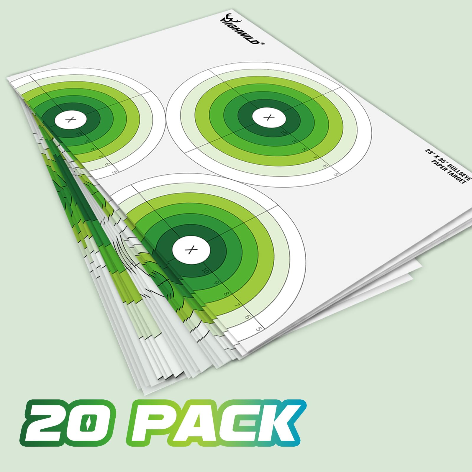 Highwild 23X35 Inch Bullseye Paper Target for Shooting Range Training - 5 Unique Patterns, Suitable for Pistols, Rifles, Airguns - Practice and Improve Your Aim (20 Pack)