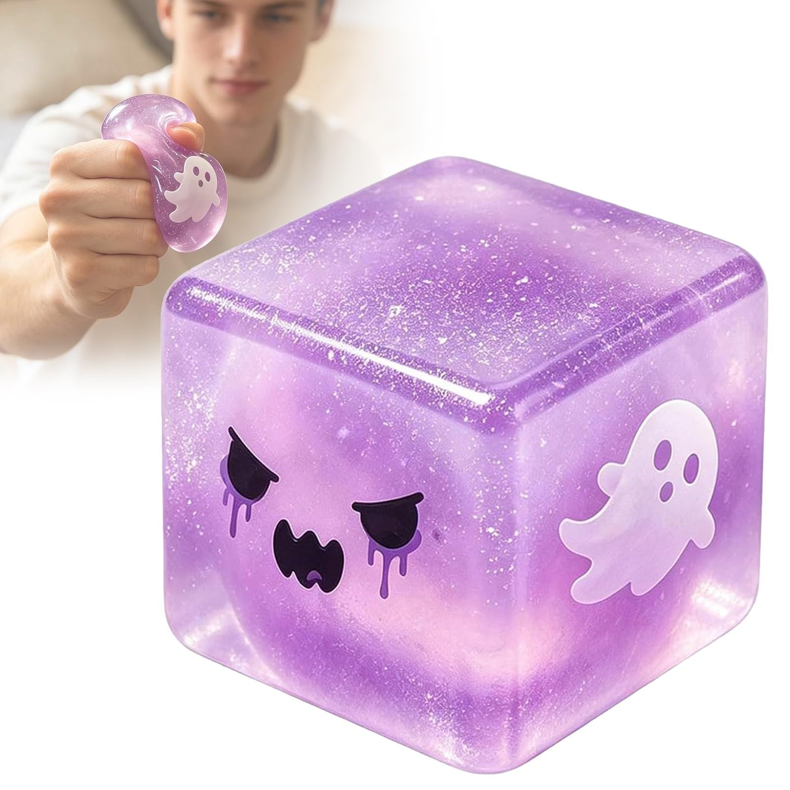 Squishy Stress Relief Ball, Crunchy Squeeze Fidget Toy for Halloween Office Home Party Gift Desktop Decoration (H-Purple) — image 1