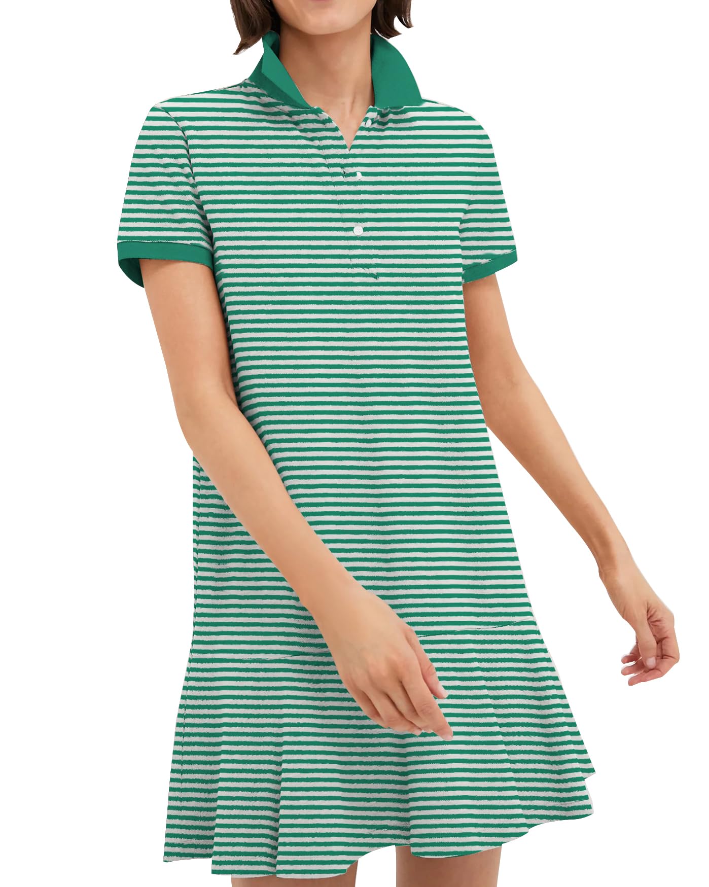 YEXPINE Women's Polo Dress Short Sleeve Ruffle Hem Golf Tennis Summer Mini Dresses