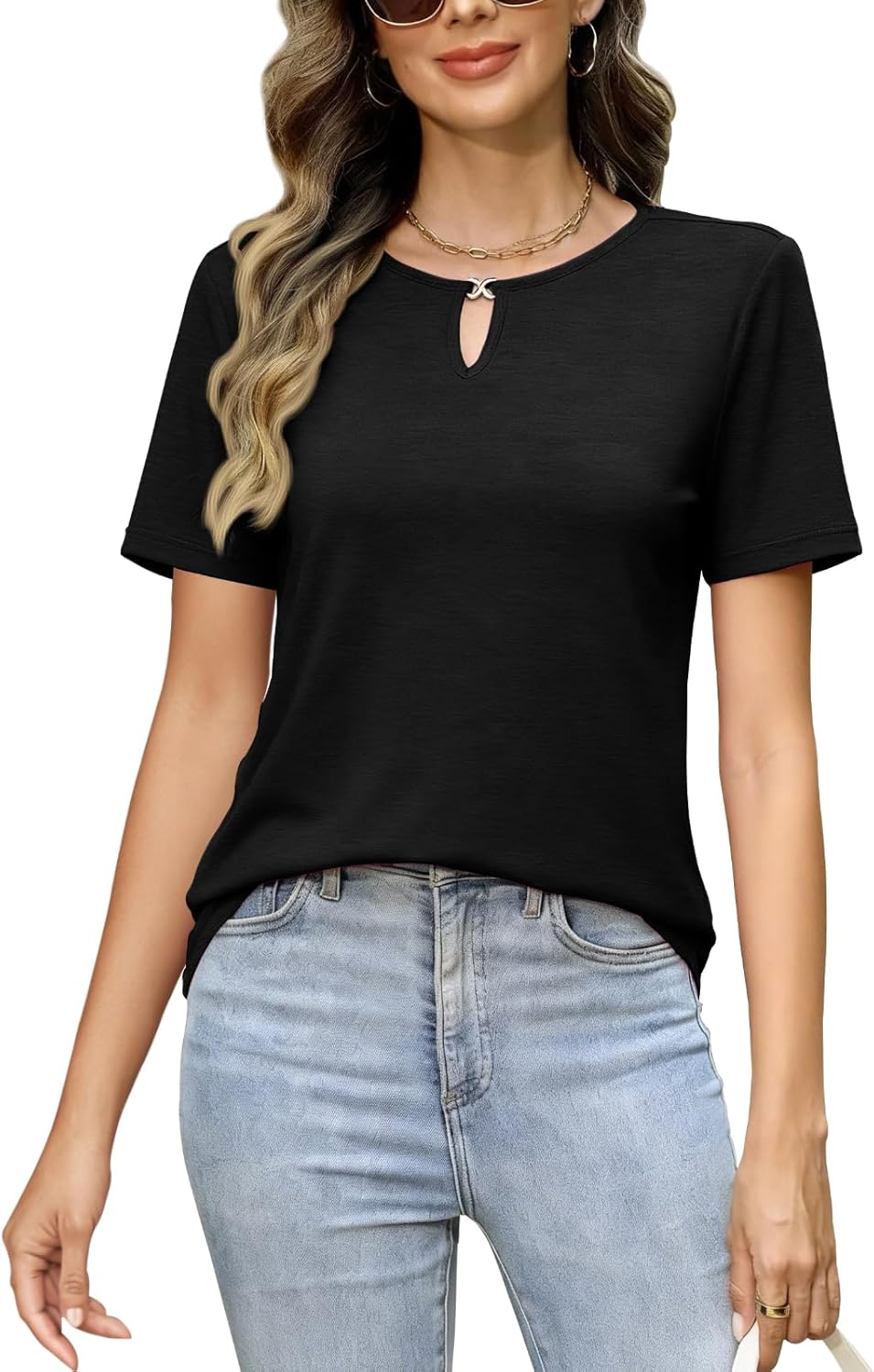 Womens Summer Tops Cutout Fashion Short Sleeve Cute Casual T Shirts Trendy 2026 - Image 4