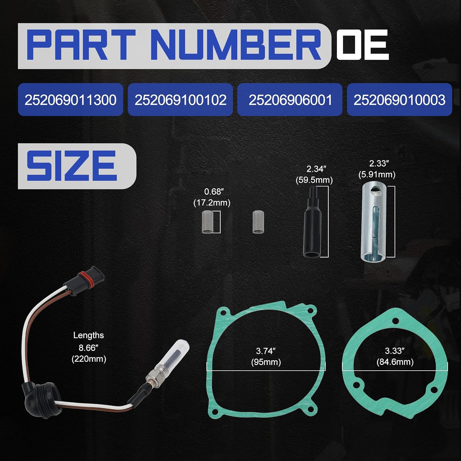 252069011300 12V Diesel Parking Heater Glow Plug Repair Kit for Eberspacher Espar Airtronic 2KW Replace# 252069100102 252069060001 252069010003