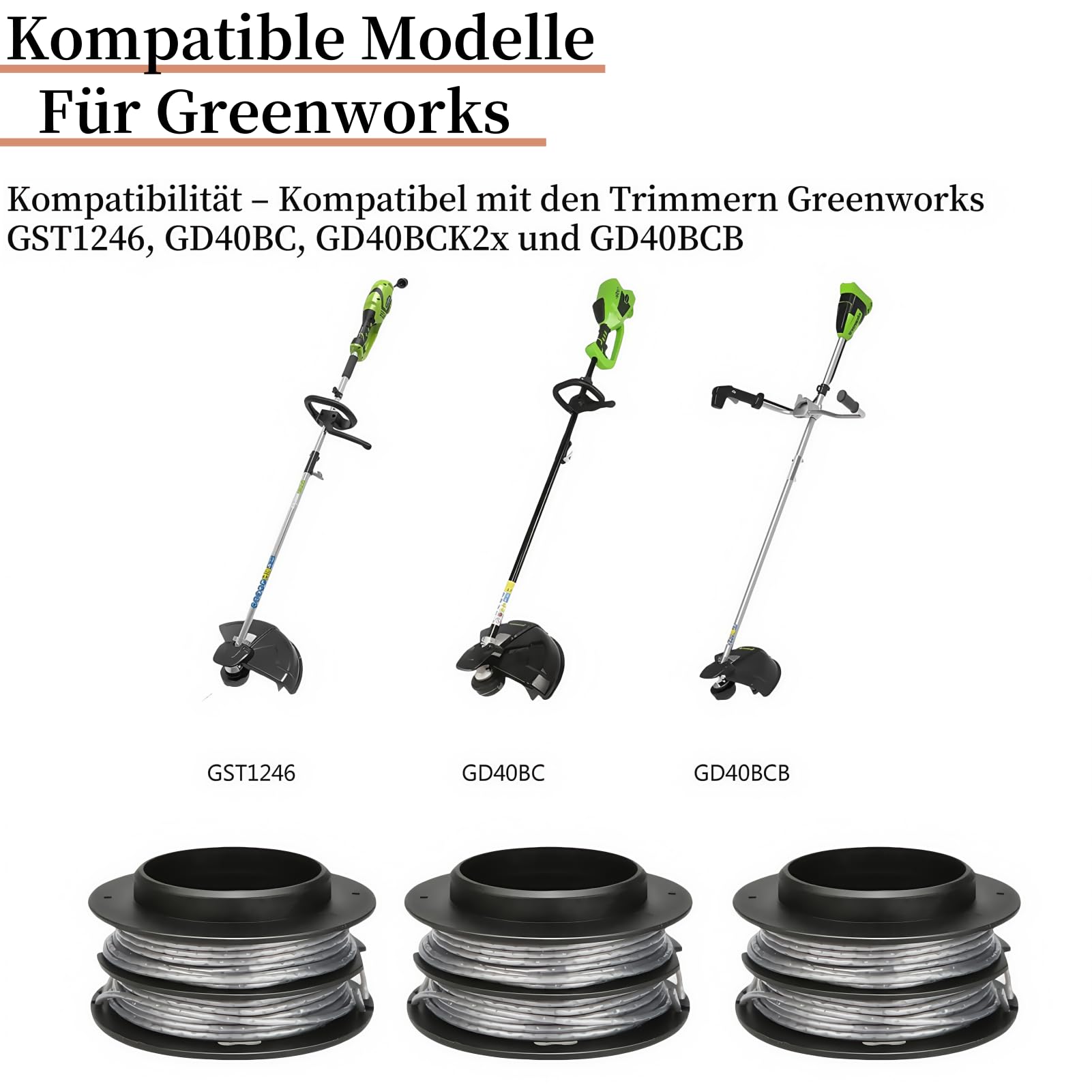 SB00L00 Ersatzspule Für Greenworks Rasentrimmer – Vorgewickelt, 0,2 Cm Doppelschnur, 4,5 M