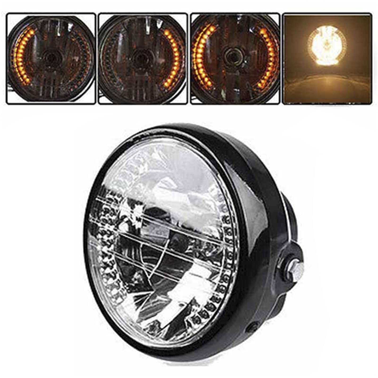Faro Per Moto Universale Da 7 Pollici H4 35W LED Lampada Frontale 9 Fili Indicatore Di Direzione Staffa Di Montaggio Per Luce Nera