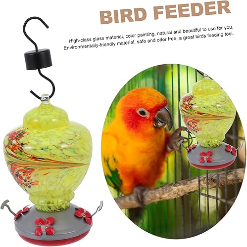 Miniatura 8 de GANAZONO 1 comedero de colibríes, ganchos de metal antiguos de vidrio para pájaros para exteriores, comedero de pájaros de vidrio soplado a mano,