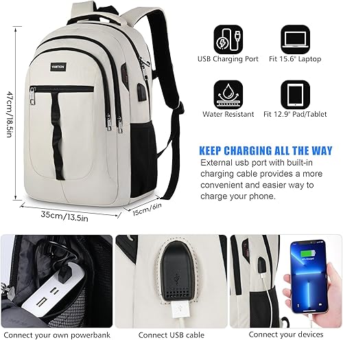 Miniatura 6 de YAMTION Mochila para libros escolares para adolescentes, niñas y niños, unisex, mochila para laptop con USB para estudiantes universitarios de