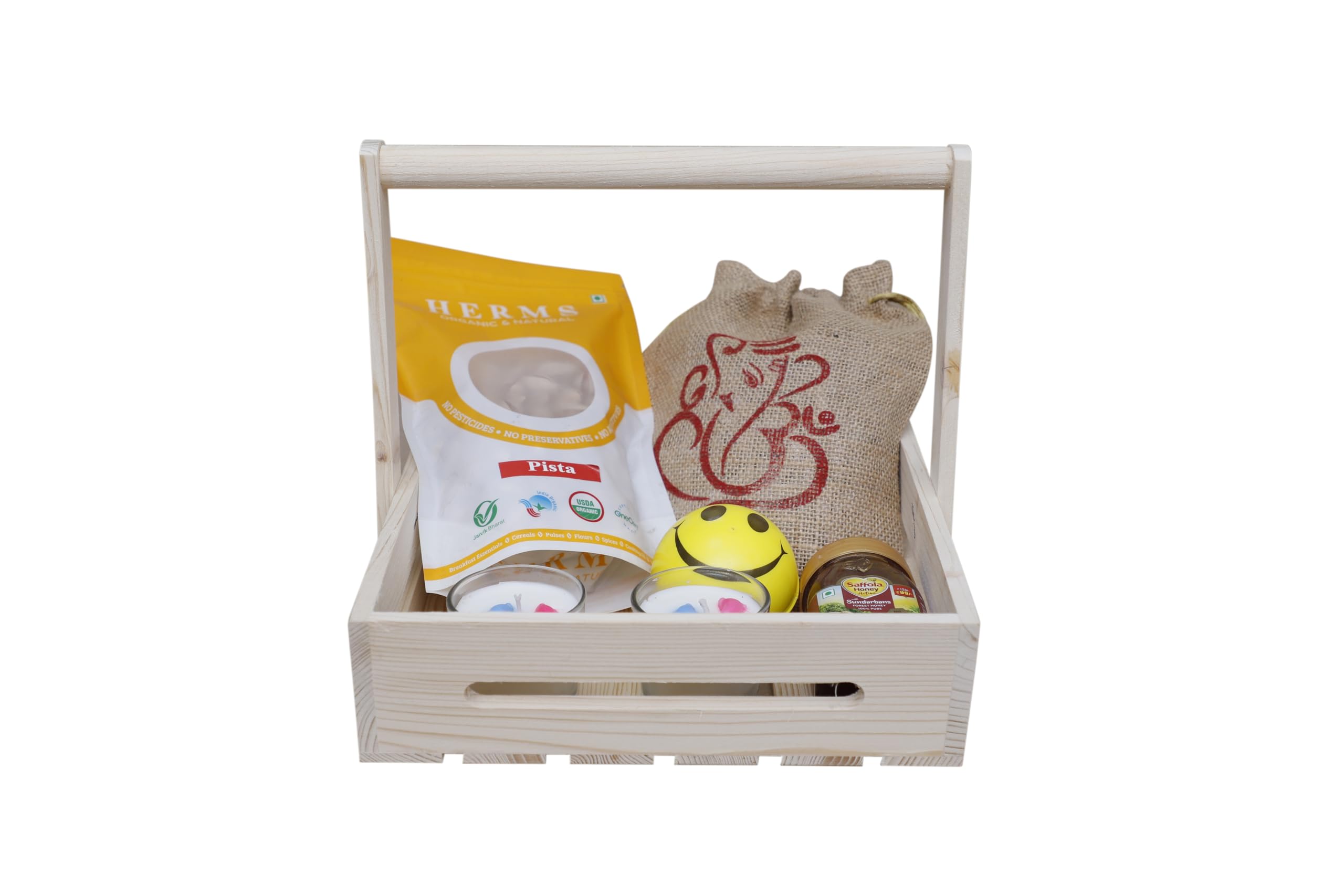 Help Them Shine Pinewood Rectangular Basket Tray, Raw Wood, 25x27x8 cm 1
