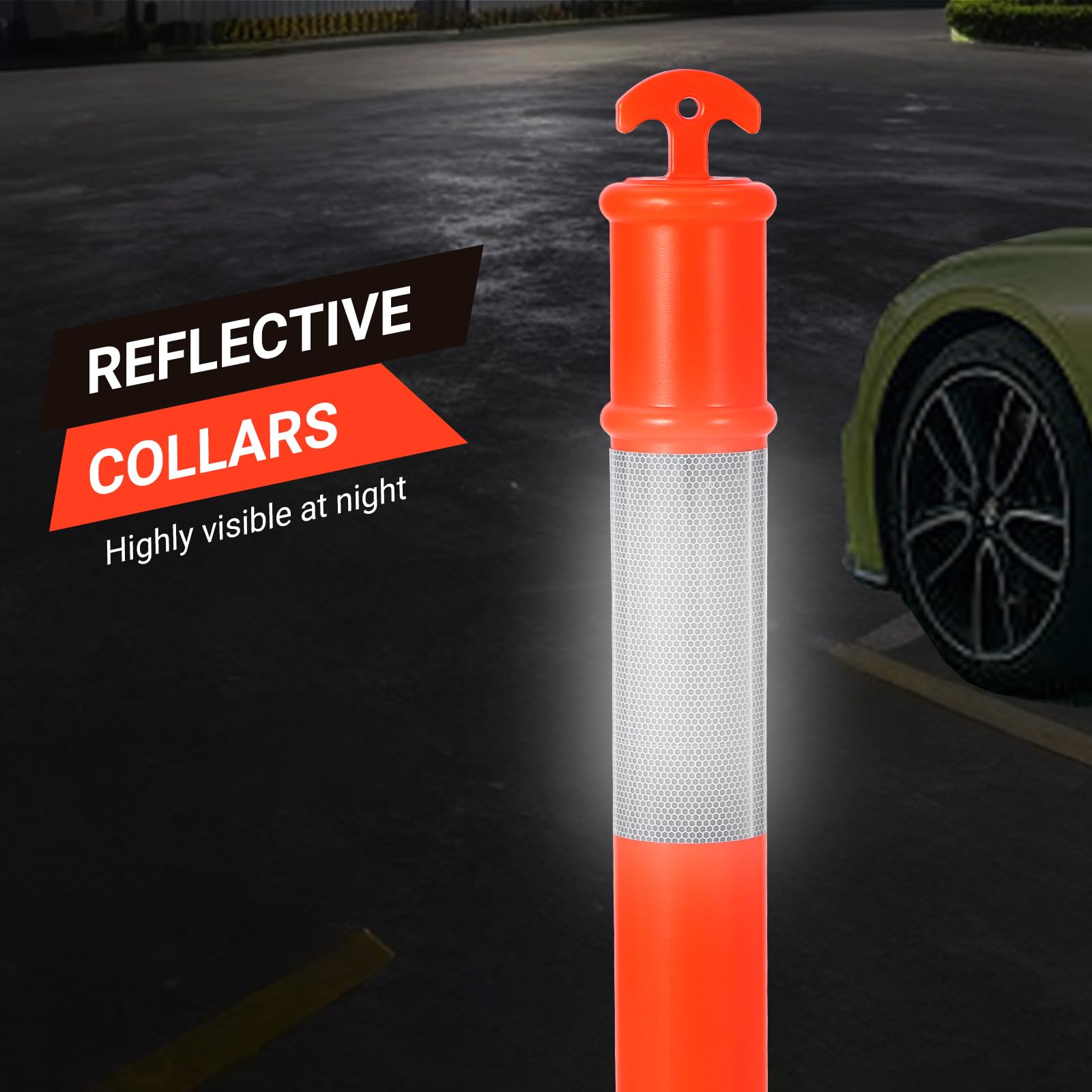 Postes Delineadores de Tráfico 6 Unidades Rojo y Blanco con Base de 35 cm, Conos de Seguridad de Plástico Resistentes para Parking, Carretera, Obras y Control de Multitudes