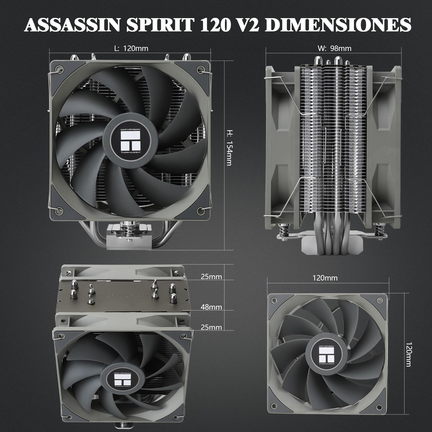 Thermalright Assassin Spirit 120 V2 PLUS CPU chłodnica 4 rury cieplne z technologią AGHP, podwójny wentylator PWM 120 mm, chłodzenie powietrzem CPU, wysokość 154 mm, do AMD AM4 AM5/Intel