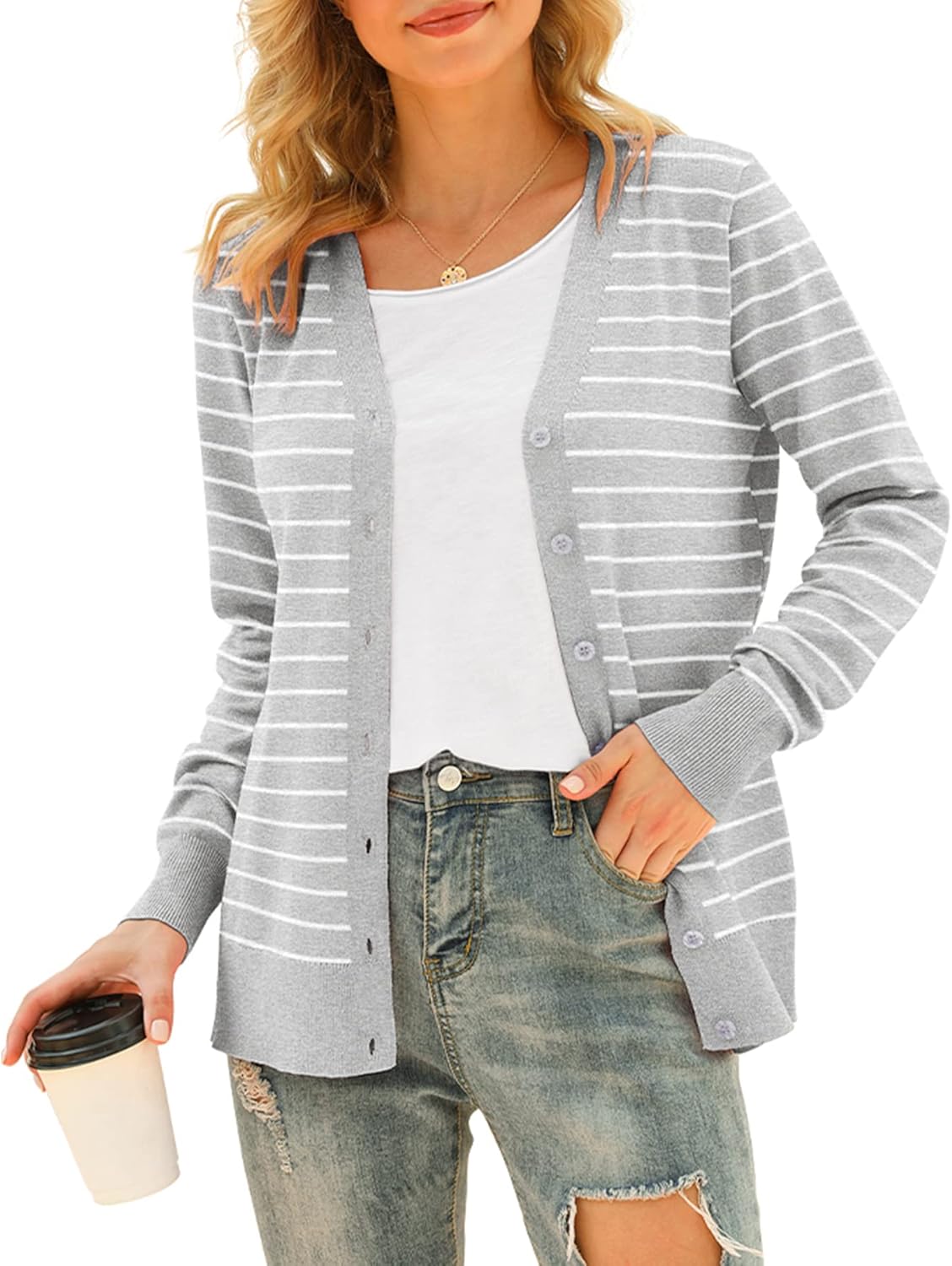 VIISHOW Women's V Neck Button Down Knitwear Long Sleeve Soft Basic Knit Cardigan Sweater