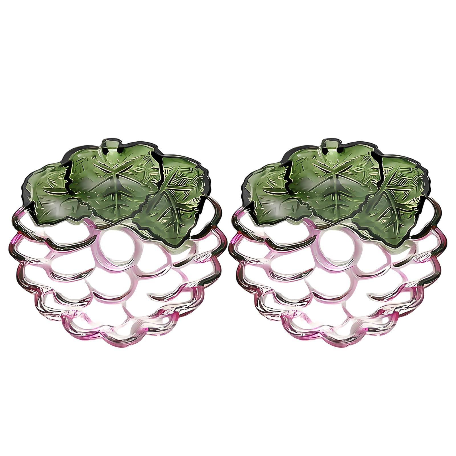 2Pcs Modern Clear Glass Dessert Grape Shape Serving Tray Platter for Fruits Candy and Appetizers Party Decoration Serving