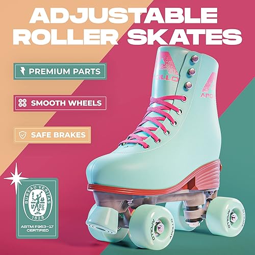 Miniatura 2 de APOLLO Patines de ruedas para mujer  Patines retro para mujeres y niñas  Patines cuádruples de tamaño ajustable para mujer con tacón alto  Patines