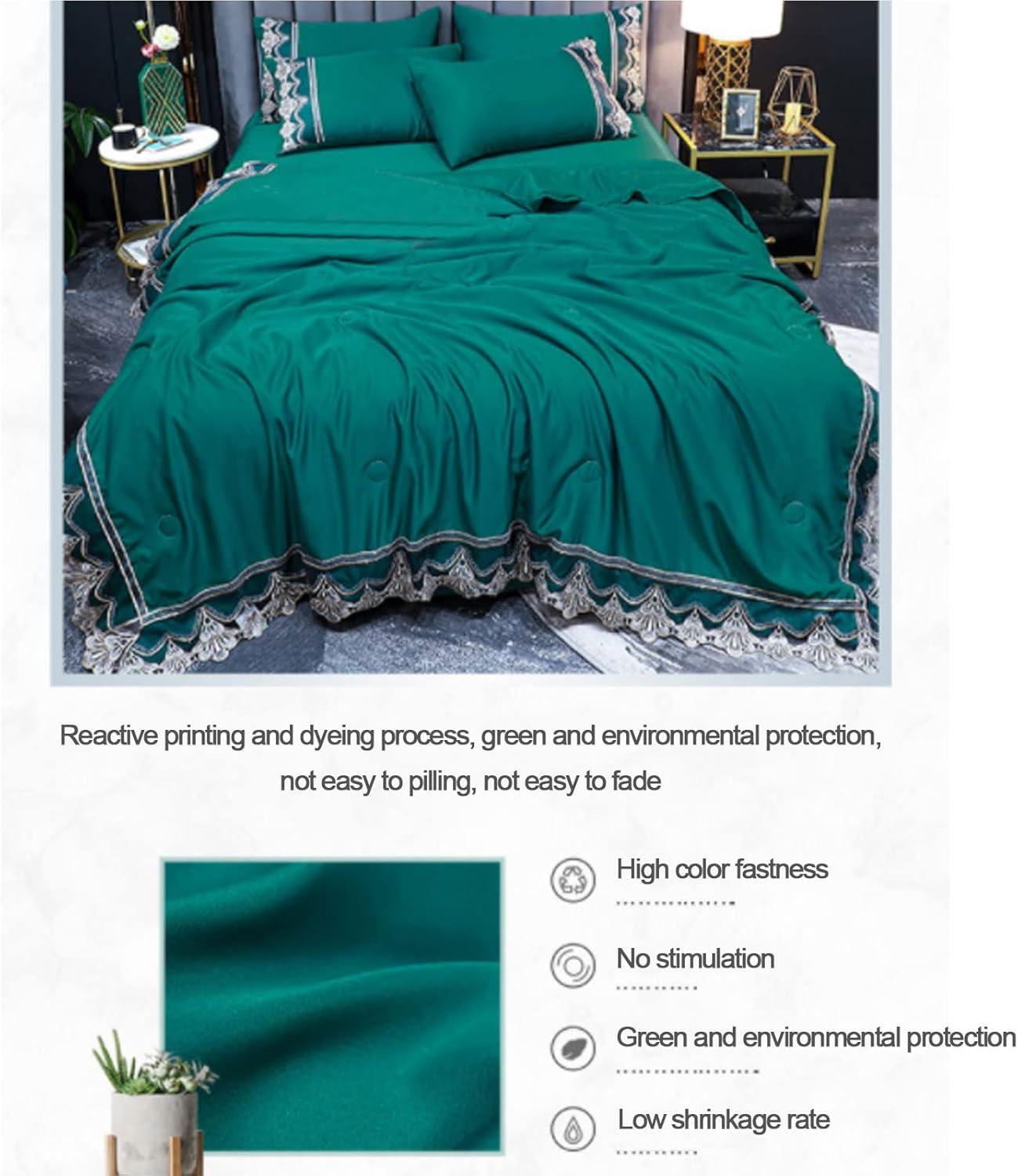 Washed Silk Summer Cool Quilt Four-Piece Tencel Air Conditioned Quilt with 2 Pillowcases and Sheet Summer Gift Ice Silk Quilt Suitable for Adults Teens Green- 150x200cm (Yellow 150x200cm)