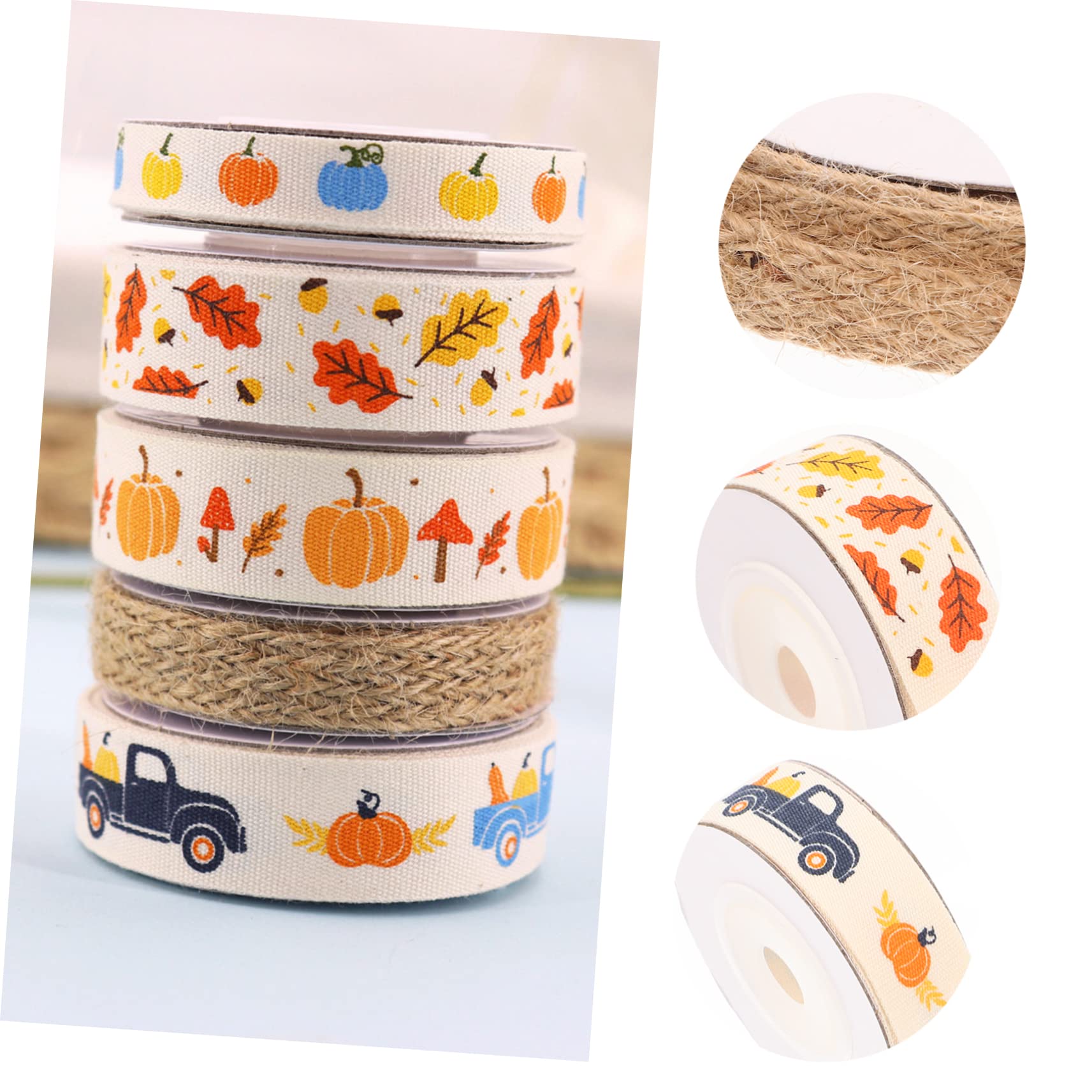 VILLCASE 15 Rollen Thanksgiving Gurtband Bauernhausband Kranz Bastelband Weihnachtsbänder Für Grünes Hochzeitsgirlande Thanksgiving Bänder Zum Basteln Polyester
