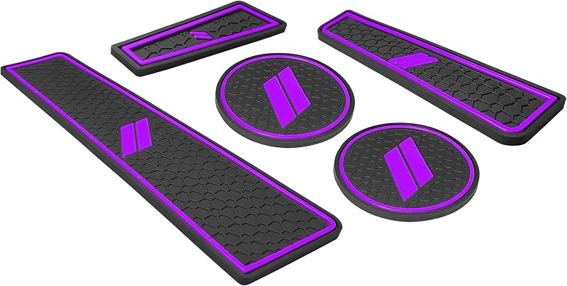 Kit de Tapetes e Insertos para Porta-Copos do Console Dodge Durango 2021 a 2026 SENSHINE Roxo 5 peças