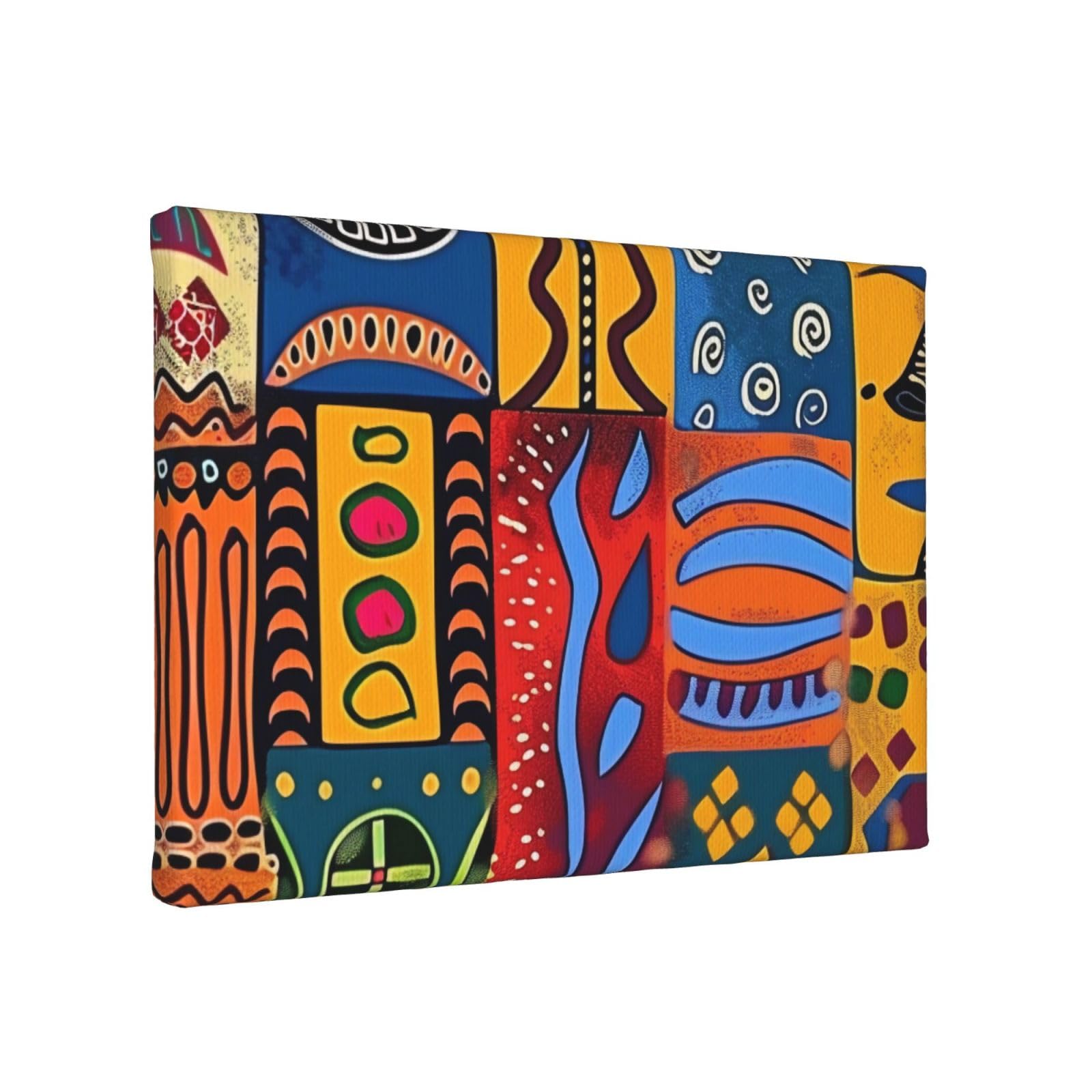 YKLJG African National Patterns Printed Wall Art Canvas Painting 30x20 CM Wooden Framed Picture Painting Artwork Prints for Bedroom Kitchen Home Office Decor