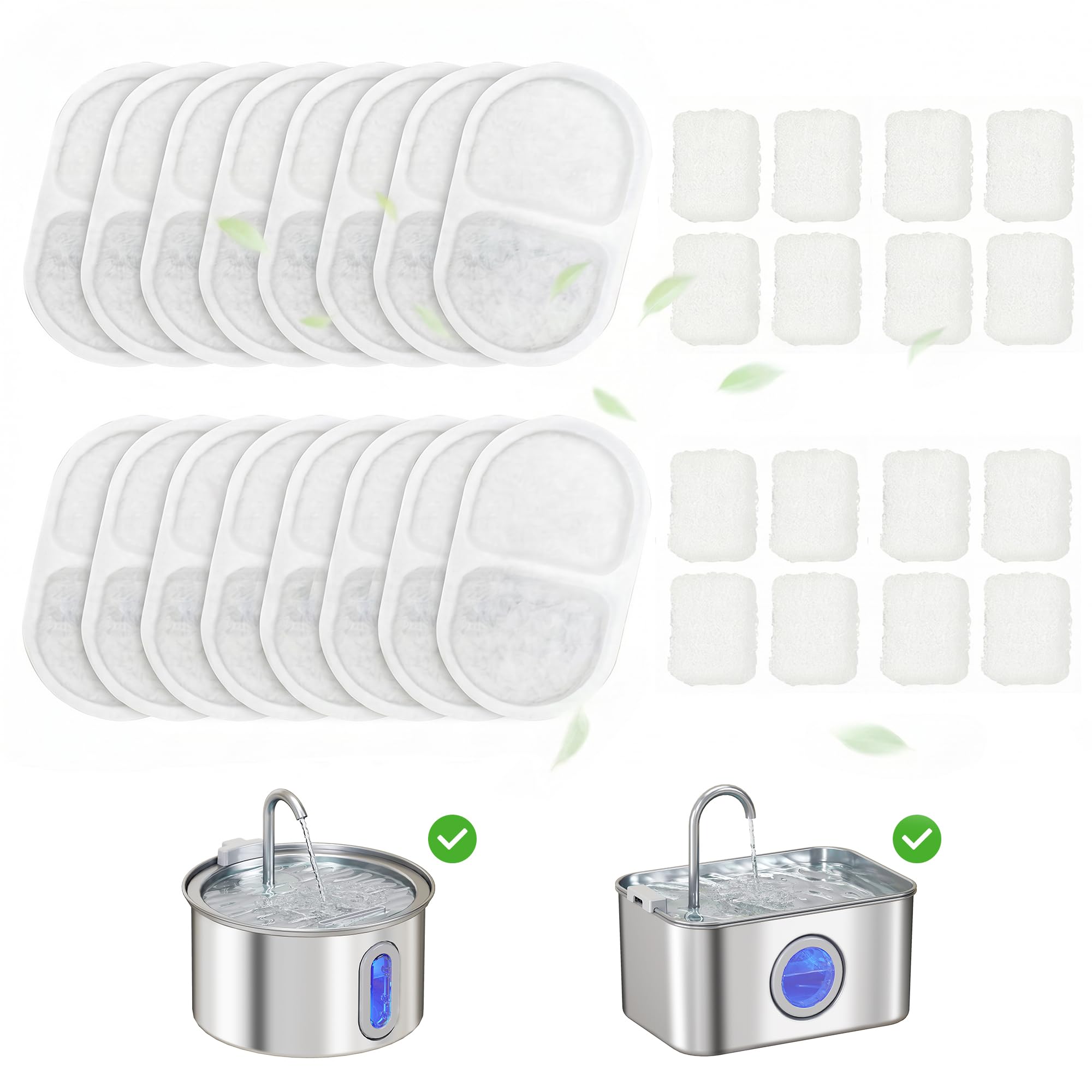 PawHut Cat Water Fountain Filters 16 Pcs Activated Carbon for 3.2L/2.5L