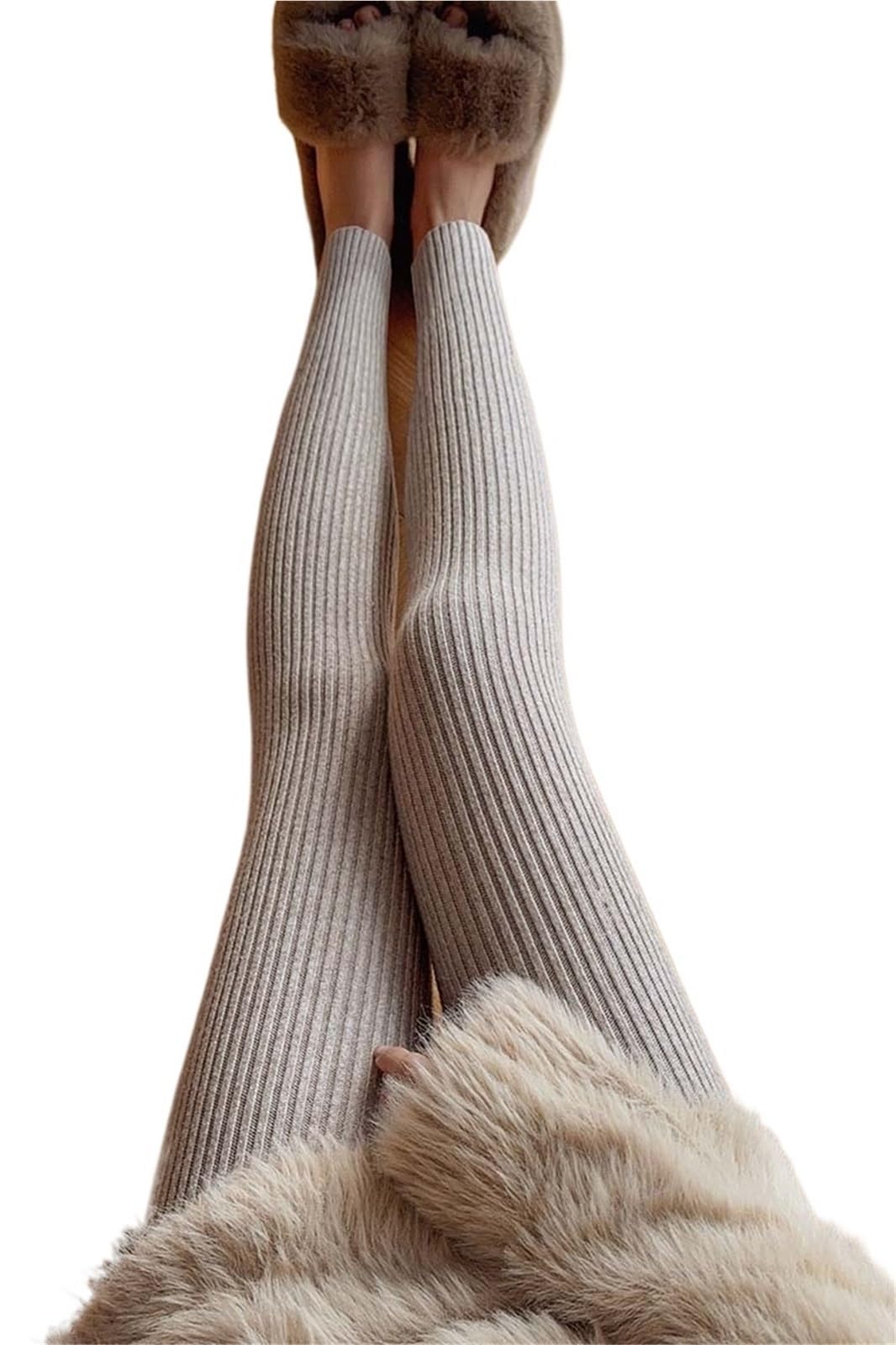 Calentadores Piernas Mujer Leggings de punto for mujer, pantalones básicos cálidos de invierno
