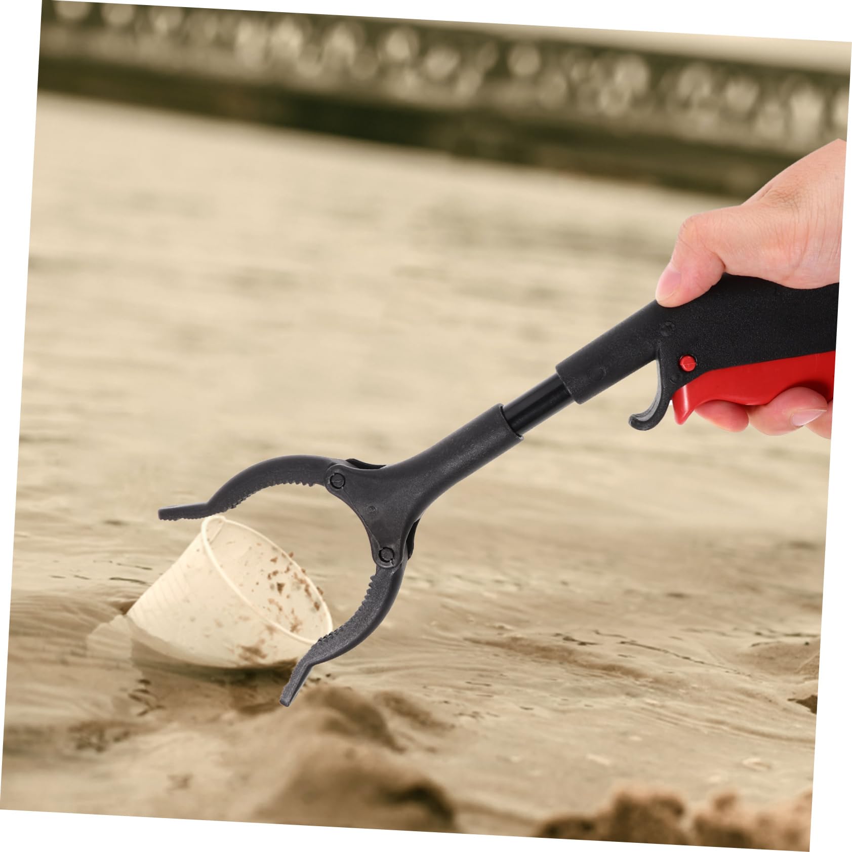 FUNOMOCYA 4pcs Ergonomic Handle Trash Clamp Waste Paper Grabber Long Reach Litter Picker Garbage Clamp Outdoor Cleaning