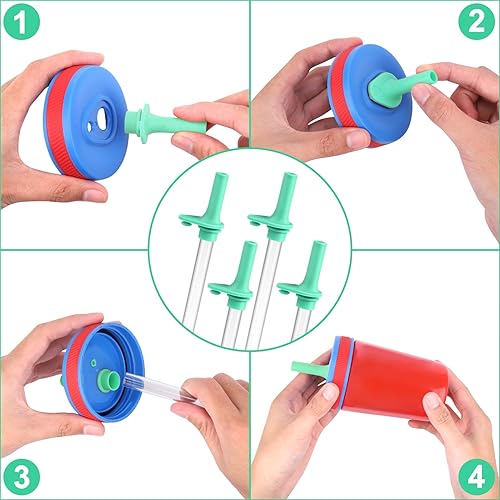 Miniatura 7 de XANGNIER Pajitas de repuesto y válvula de mordida compatible con Zak Designs Kelso botella de agua de 15 onzas, 4 popotes de silicona con cepillo de