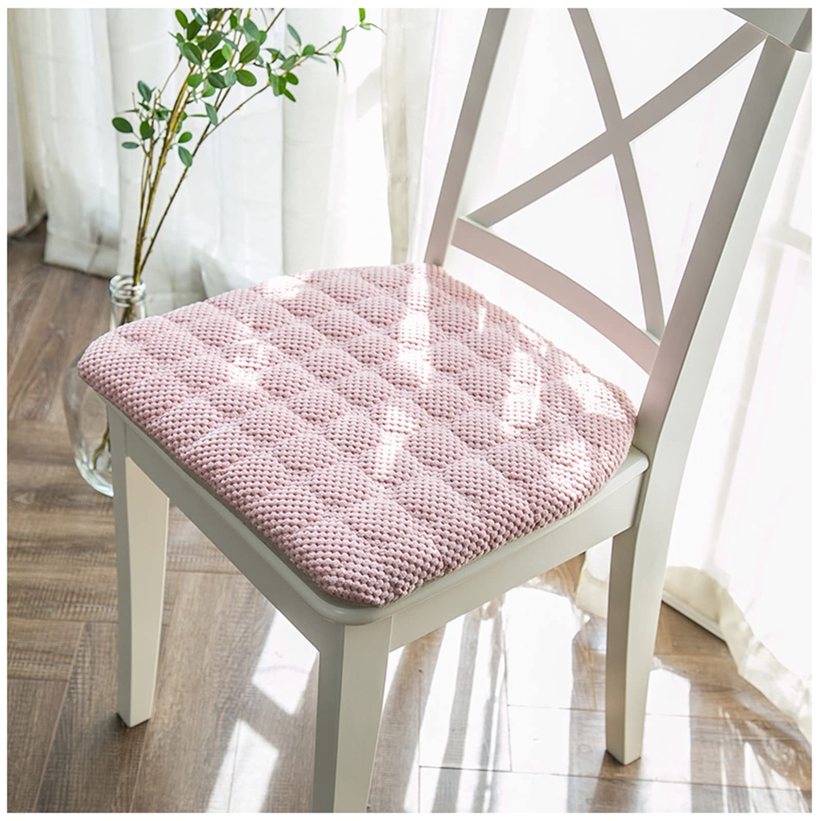 Cojines para silla de 16" x 18" con lazos, almohadilla para silla de cocina con funda extraíble, cojines de asiento antideslizantes para silla de comedor, almohadillas para silla duraderas y lavables,