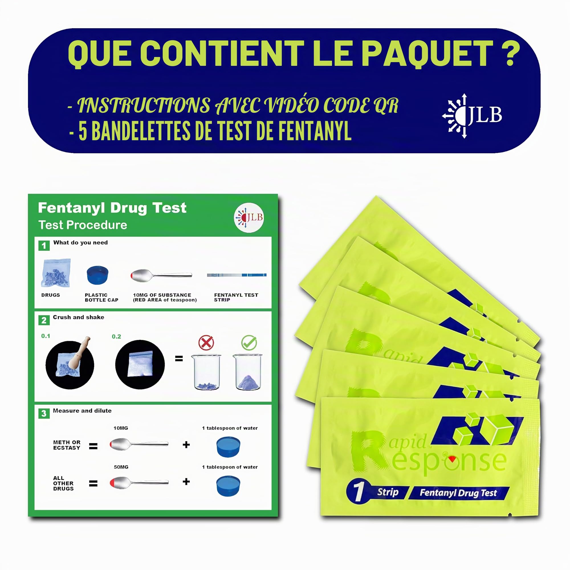 Rapid Response Bandelettes de test de fentanyl - Bandelettes de fentanyl les plus vendues au monde - Outil de réduction des risques - Prévention des surdoses (5)