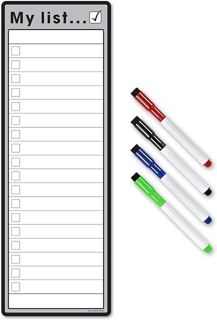 TMS Magnetic to Do List and Weekly Planner Slim A3 | Organise Your Chores, Housework, Office and Business Tasks with Our Dry Wipe Boards | With 4 Magnetic Dry Erase Pens! (Grey, S3)