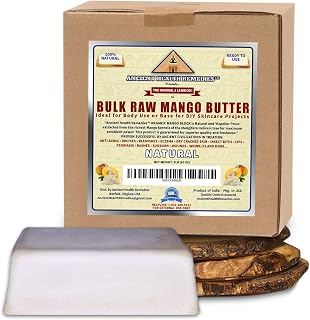 ANCIENT HEALTH REMEDIES Organic Unrefined Raw MANGO BUTTER JAR/BLOCKS Bulk, Light Mango Aroma, Non-Greasy Base for Beauty, Skin Moisturizing, DIY Base for Body Butter & Hand Creams (5 LB)