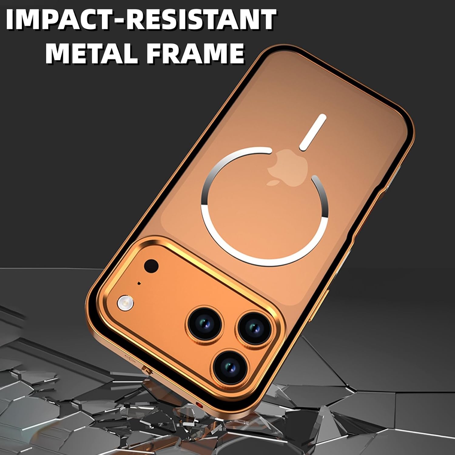 Metal Frame Case for iPhone 17 Air / 17 Pro / 17 Pro Max, Slim Aluminum Bumper with Semi-Transparent Matte Back, Heat-Dissipation Design & Magnetic Charging Support(Silver,17 Pro Max)