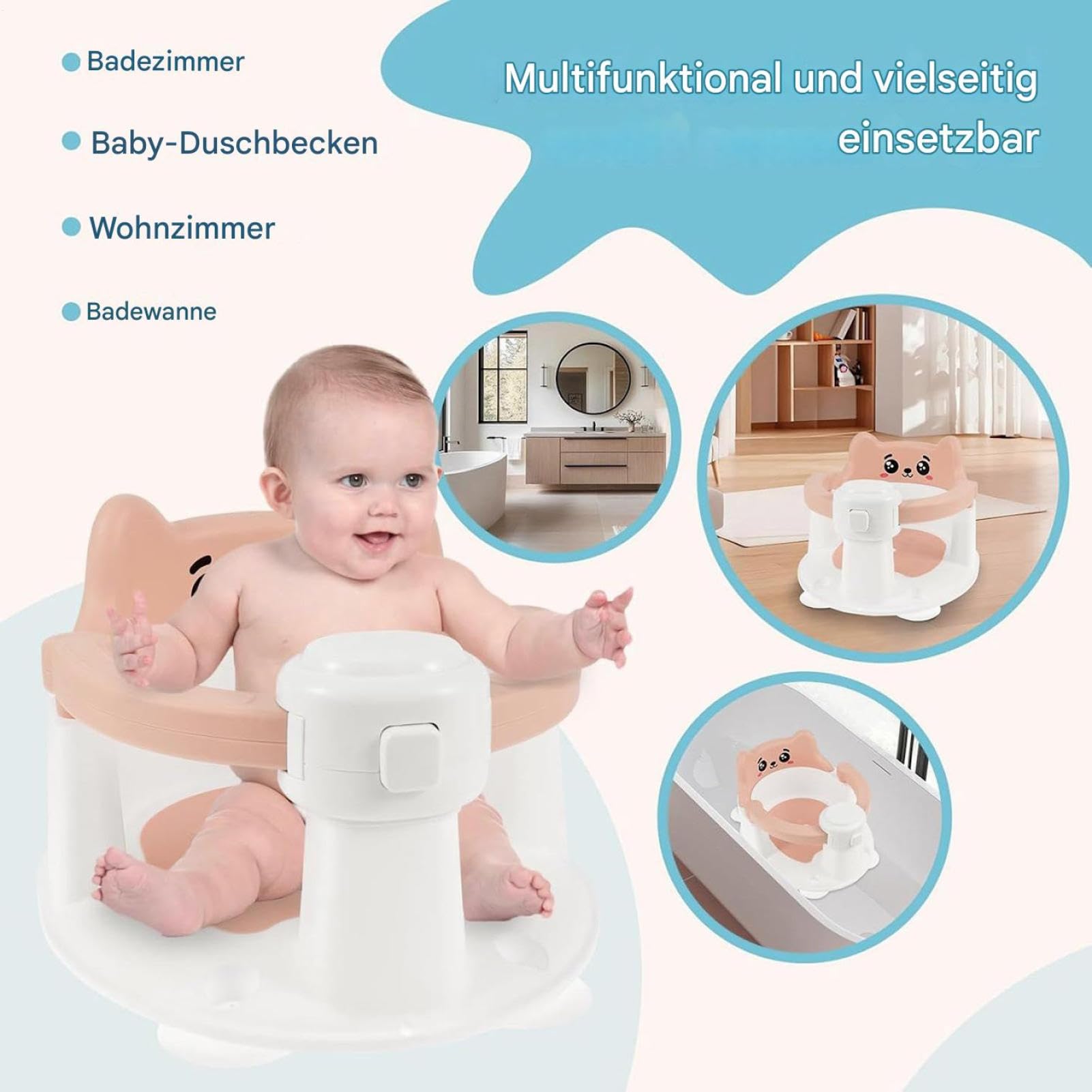 Seggiolino Bagno per Bimbi Ventose Essenziali Per Bambini 6-24