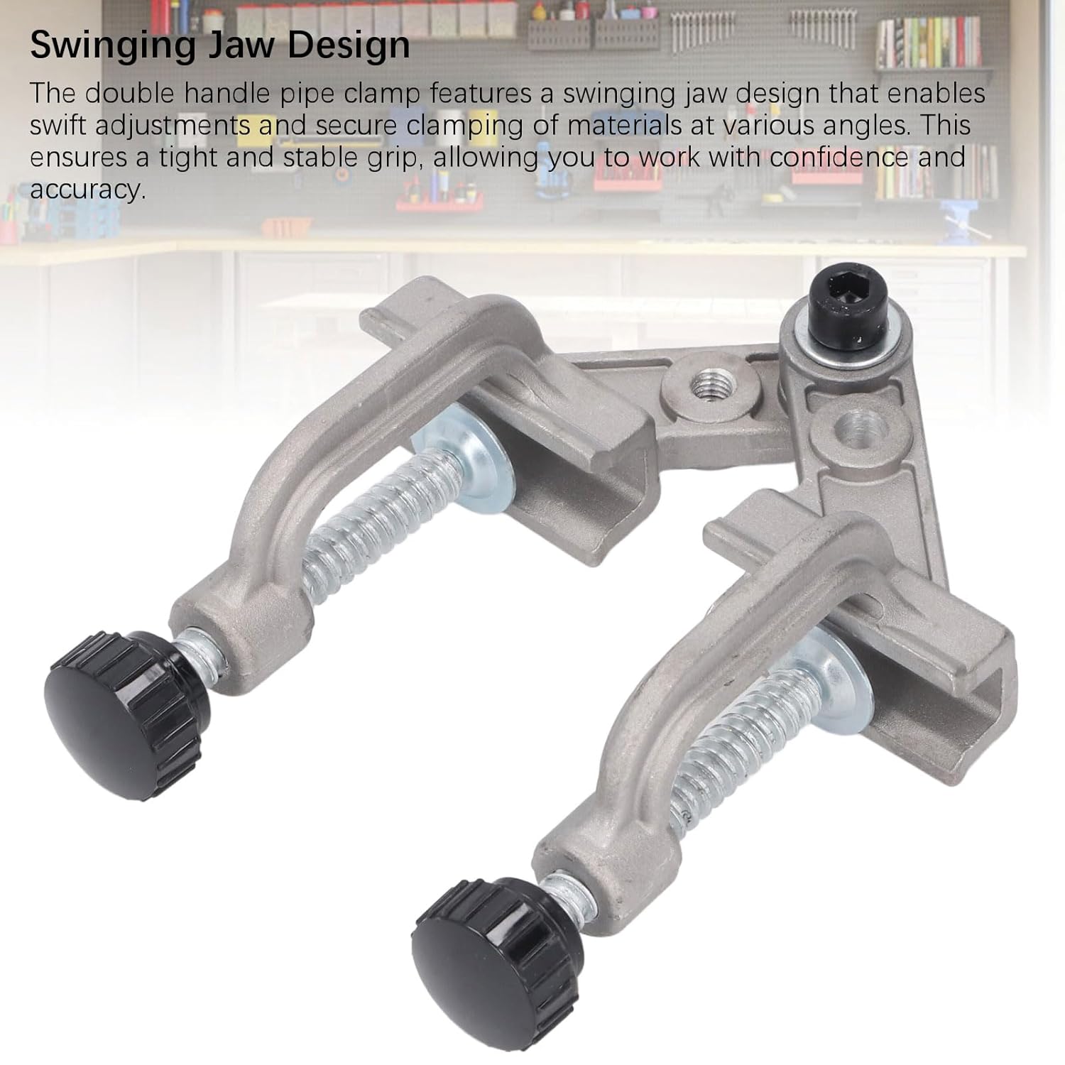 Welding Clamp Double Handle Pipe Clamp Aluminium Die Casting 10-180° Quick Release Right Angle Corner Clamp for Woodworking