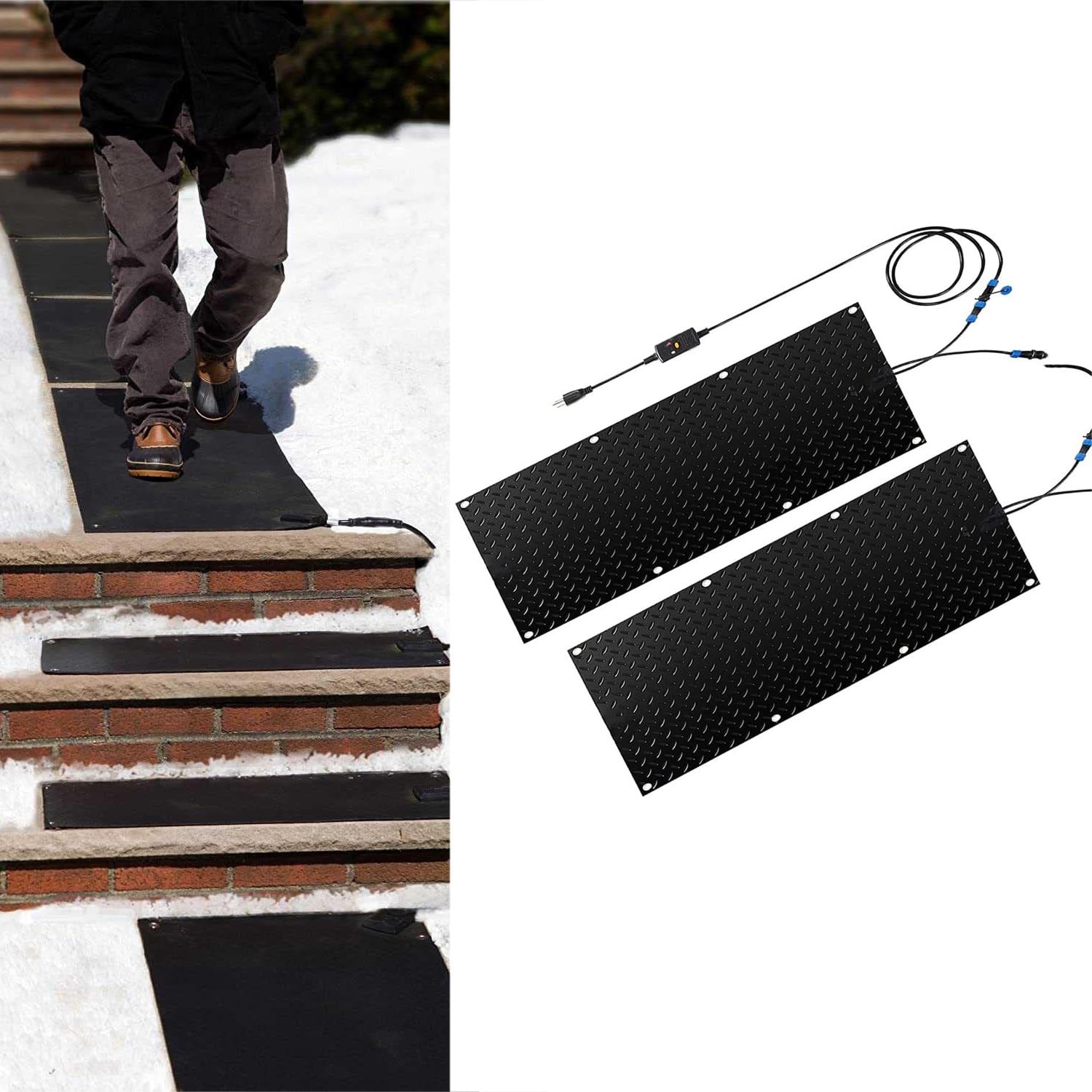Tapis de fusion de neige, 1/2/3/4/5 pièces, tapis de fusion antidérapant en caoutchouc chauffant, tapis de fusion de neige chauffant, passerelle, tapis électrique de fusion de