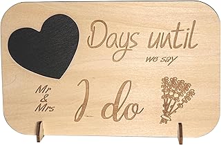 Wedding Countdown Gift, Days Until We Say 'i Do', Engagement Gift For Couples, Wooden Decor For Days And Weeks Until We Become Husband And Wife, Heart-Shaped Wooden Chalkboard Sign For Wedding Countdown