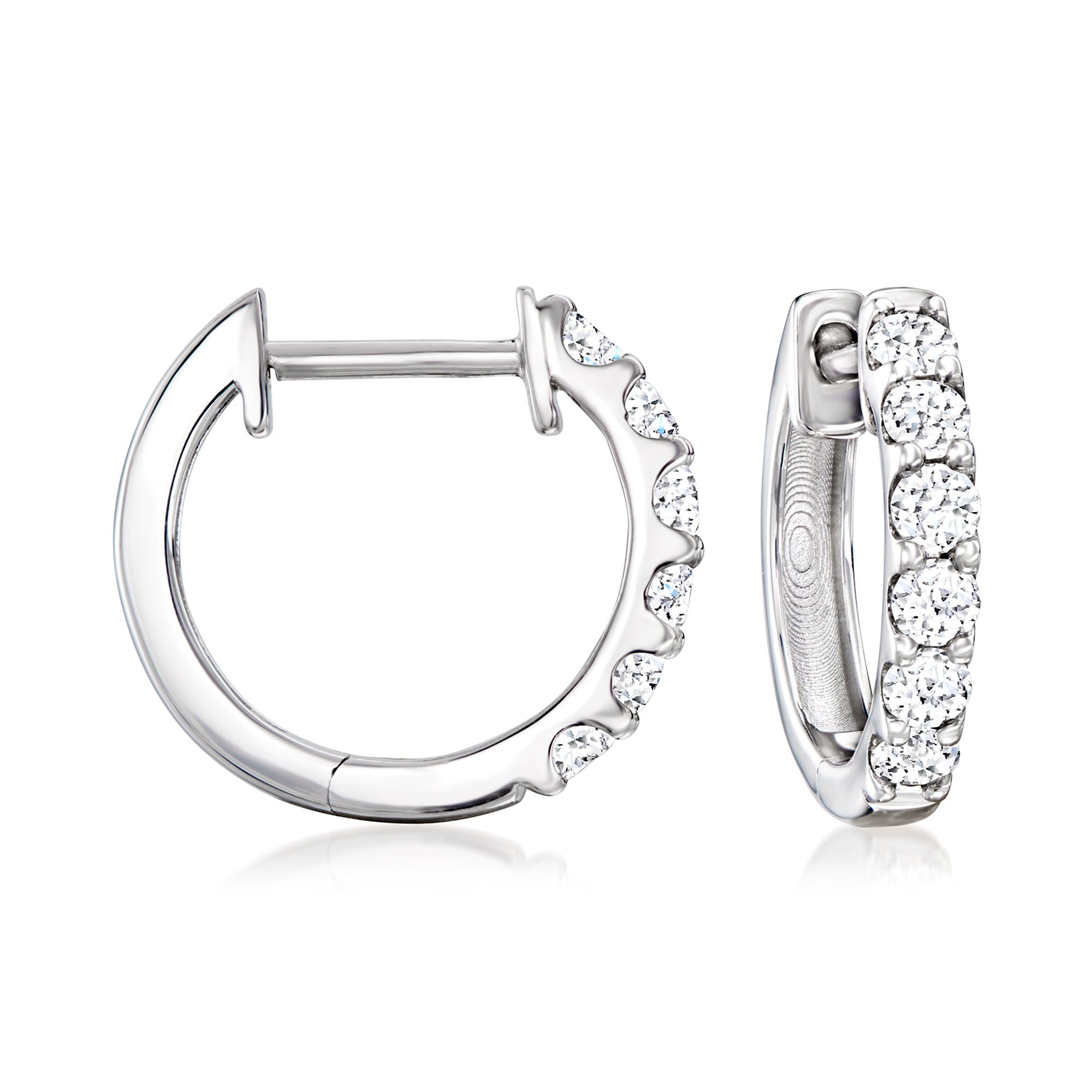 Ross-Simons 0 50 ct t w Lab-Grown Diamond Huggie Hoop Earrings in Sterling Silver