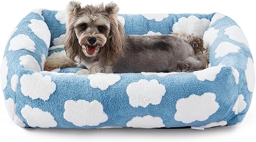 Miniatura 22 de JOEJOY Linda cama para perros de tamaño mediano, camas rectangulares suaves y peludas para perros grandes y medianos, cama ortopédica lavable para
