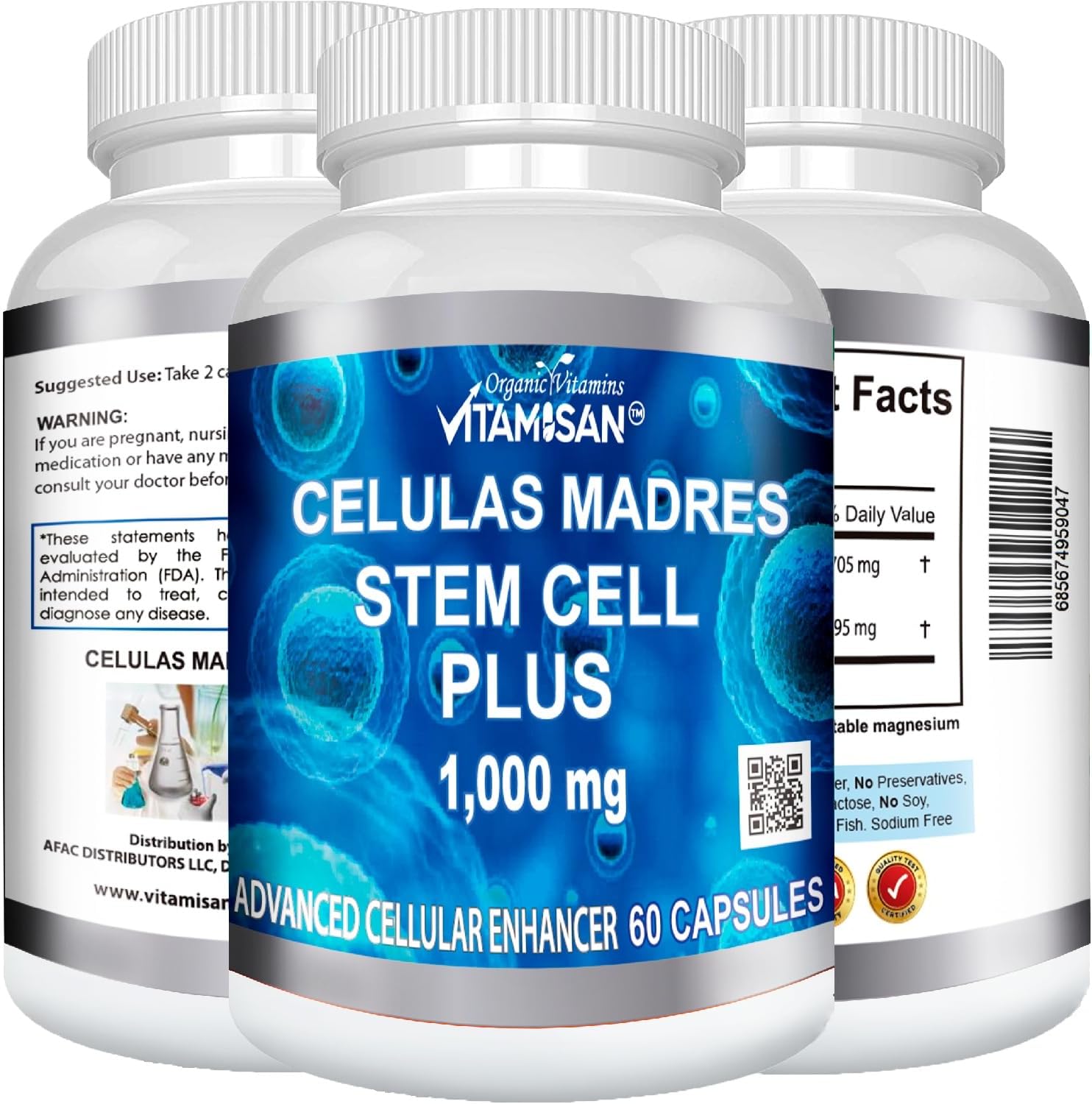 Celulas Madres 60 Capsules Vitamisan 1000 mg Aphanizomenon Flos-aquae Blue Green Algae AFA Stem Natural Cell - Image 7