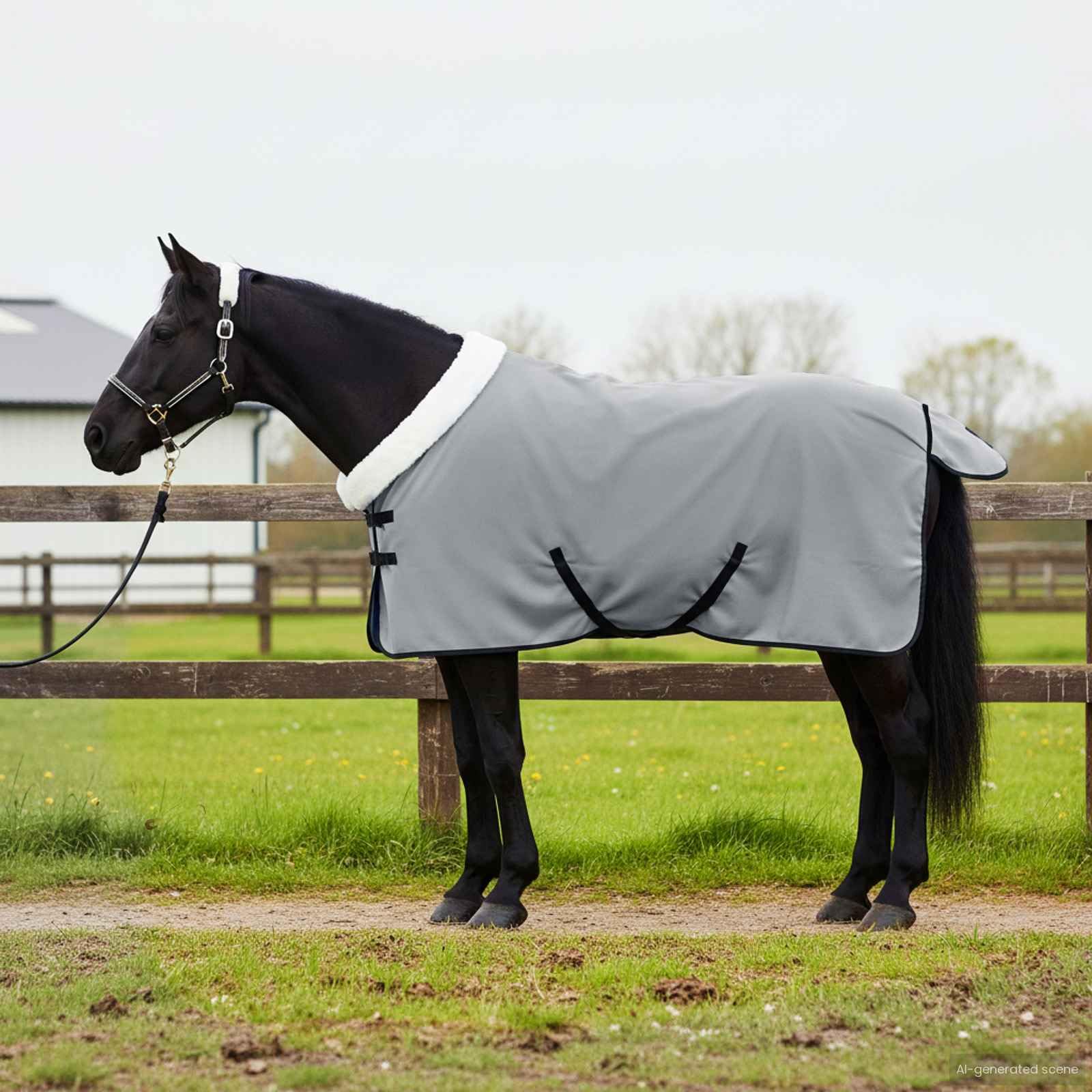 Manta para caballo, 75 cm, forro polar, resistente al viento, cálida y cálida, para exteriores, transición, paddock, protección transpirable, resistente a desgarros, ajuste cómodo
