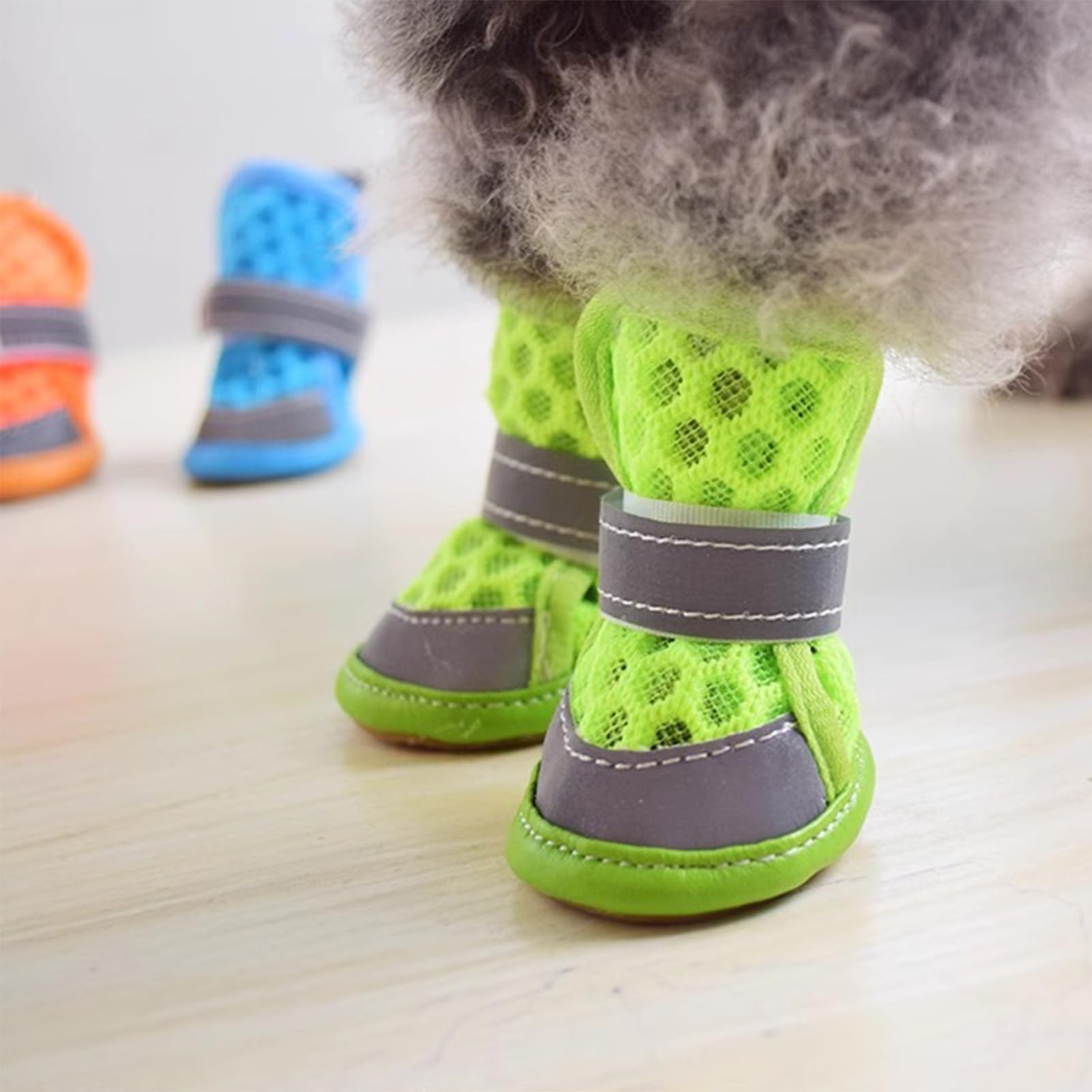 MeiAOBest Dog Summer Mesh Shoes,Breathable Reflective Dog Non-Slip Boots Pet Paw Protection Cover Anti-Licking Walking Footwear for Small Medium Dogs_4#(Orange) - Image 3