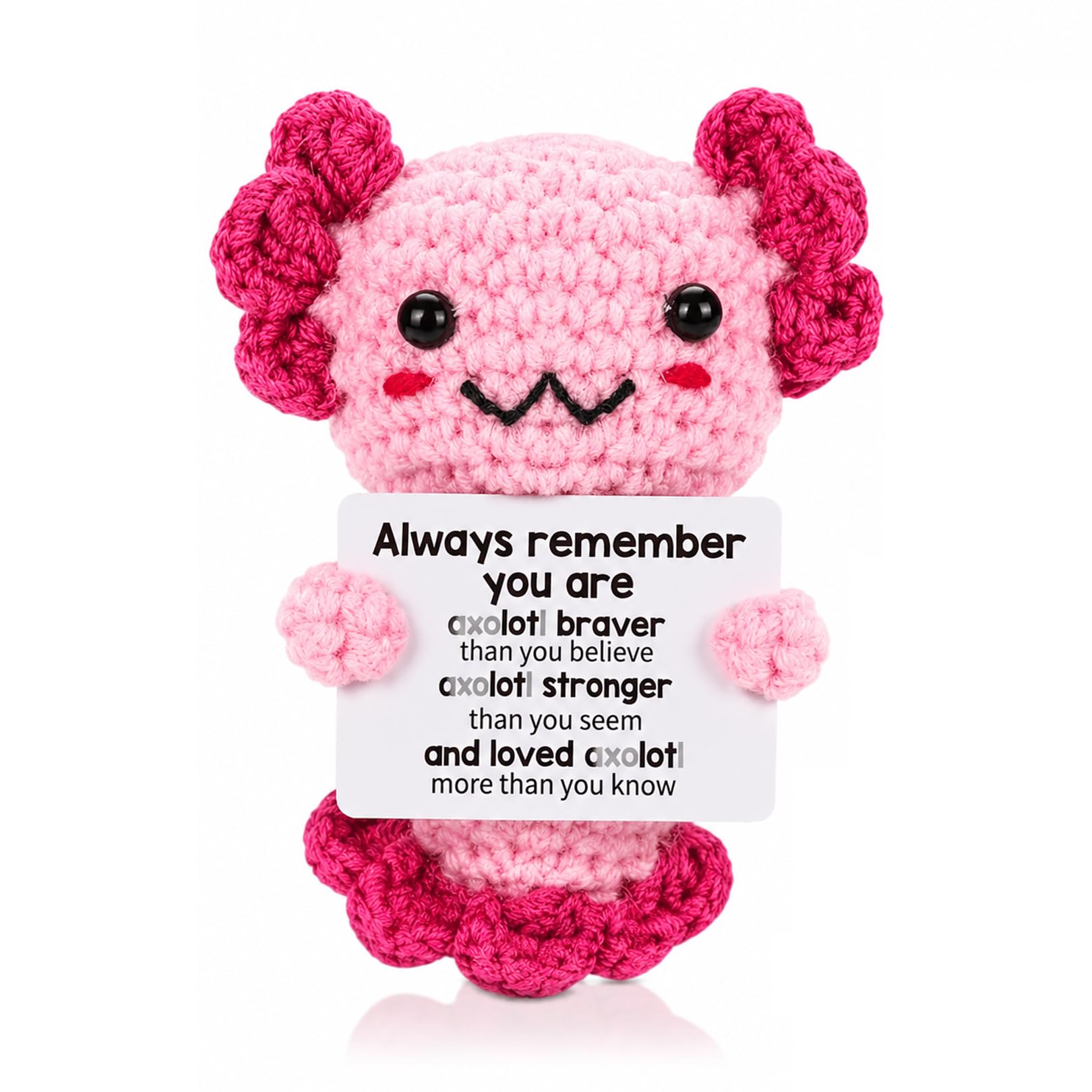 Gryphix Handmade Crochet Pink Axolotl Plush,Positive Emotional Support Gift