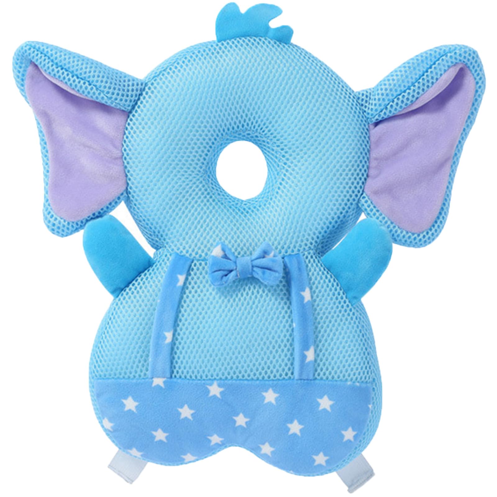 Baby Walker Head Protector Backpack, Toddler Adjustable Baby Head Protection Fall Pillow Safety Pad for Baby Walking and Crawling (Star Elephant)