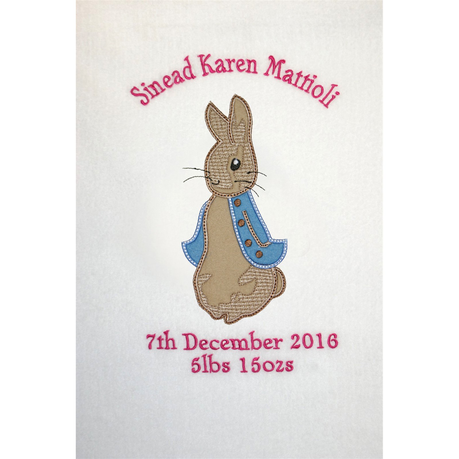 Oh Sew Simple Baby Rabbit Personalised Super Soft Fleece Baby Blanket (05 White)